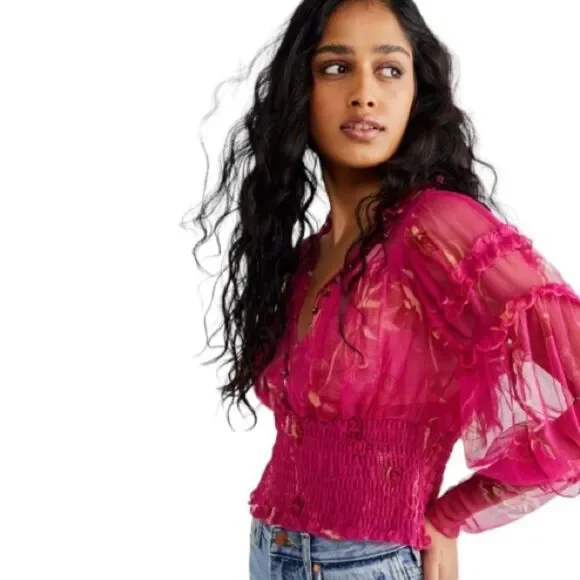 Free People Time For Shine Mesh Floral - XS/S