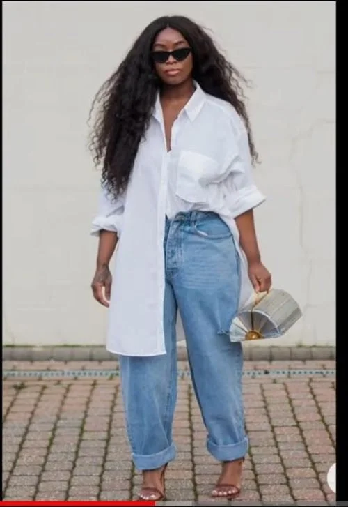 White oversized collar shirt- fit 8-12