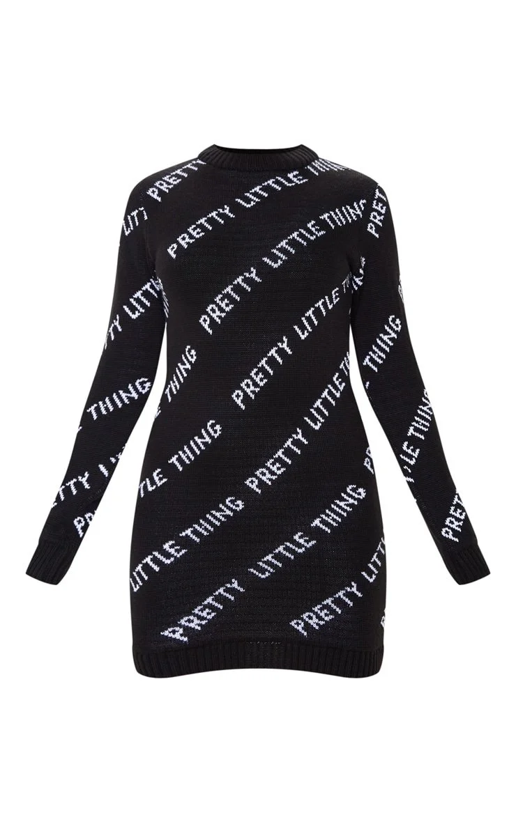 Pretty Little Thing Black Sweater Dress 8/10