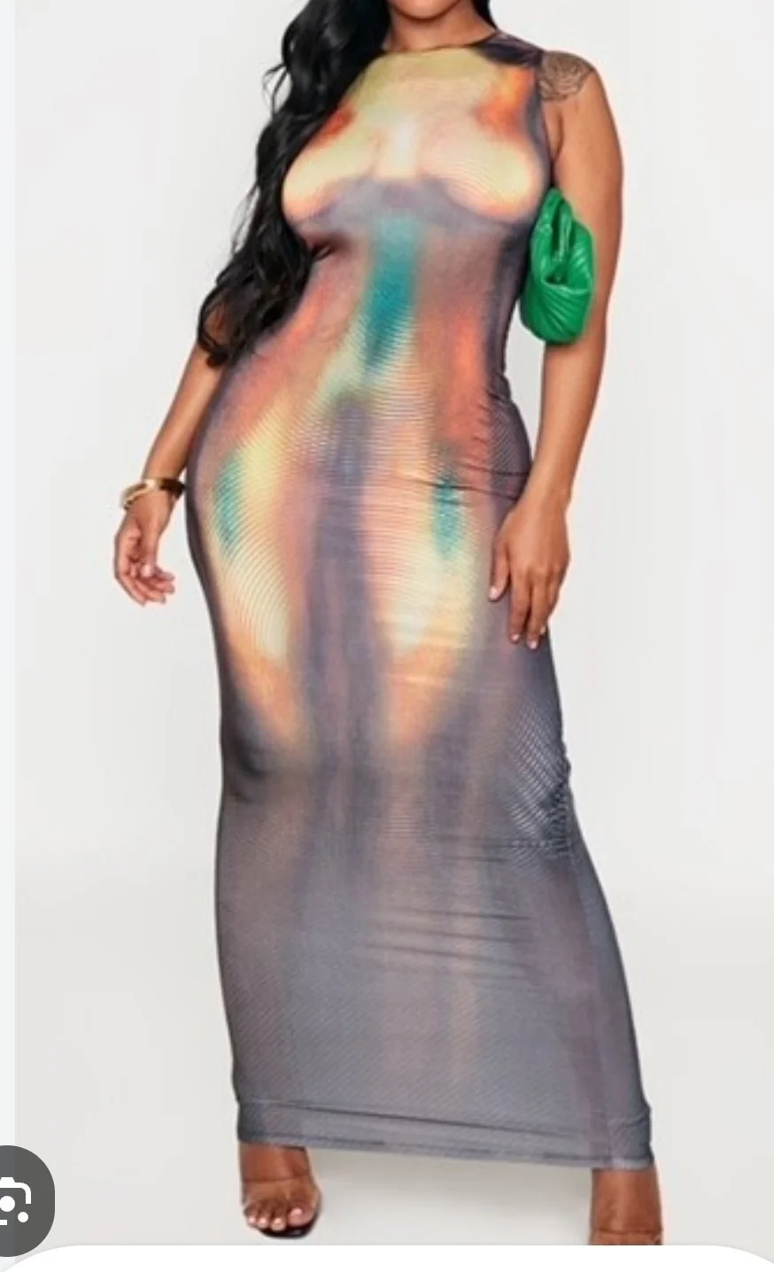 Pretty Little Thing Black Abstract Body Dress - 12/14