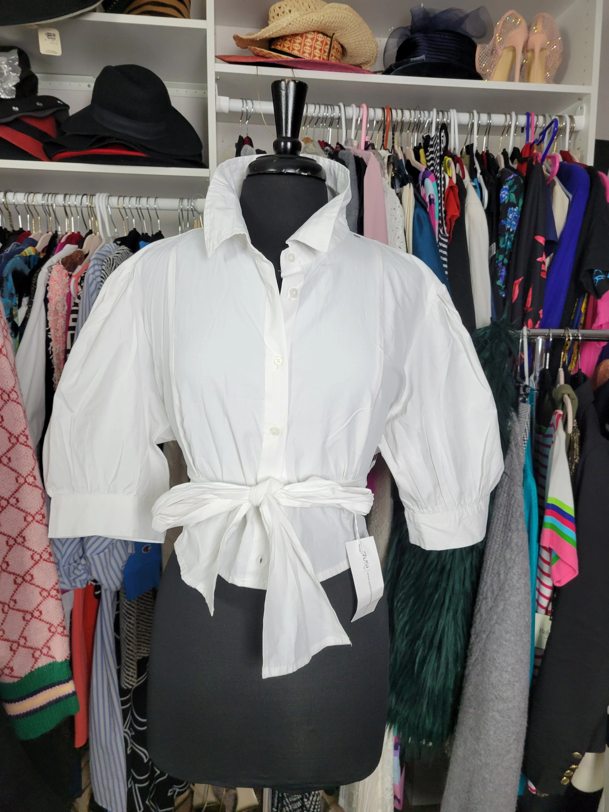 NEW White Wrap top - up to 12
