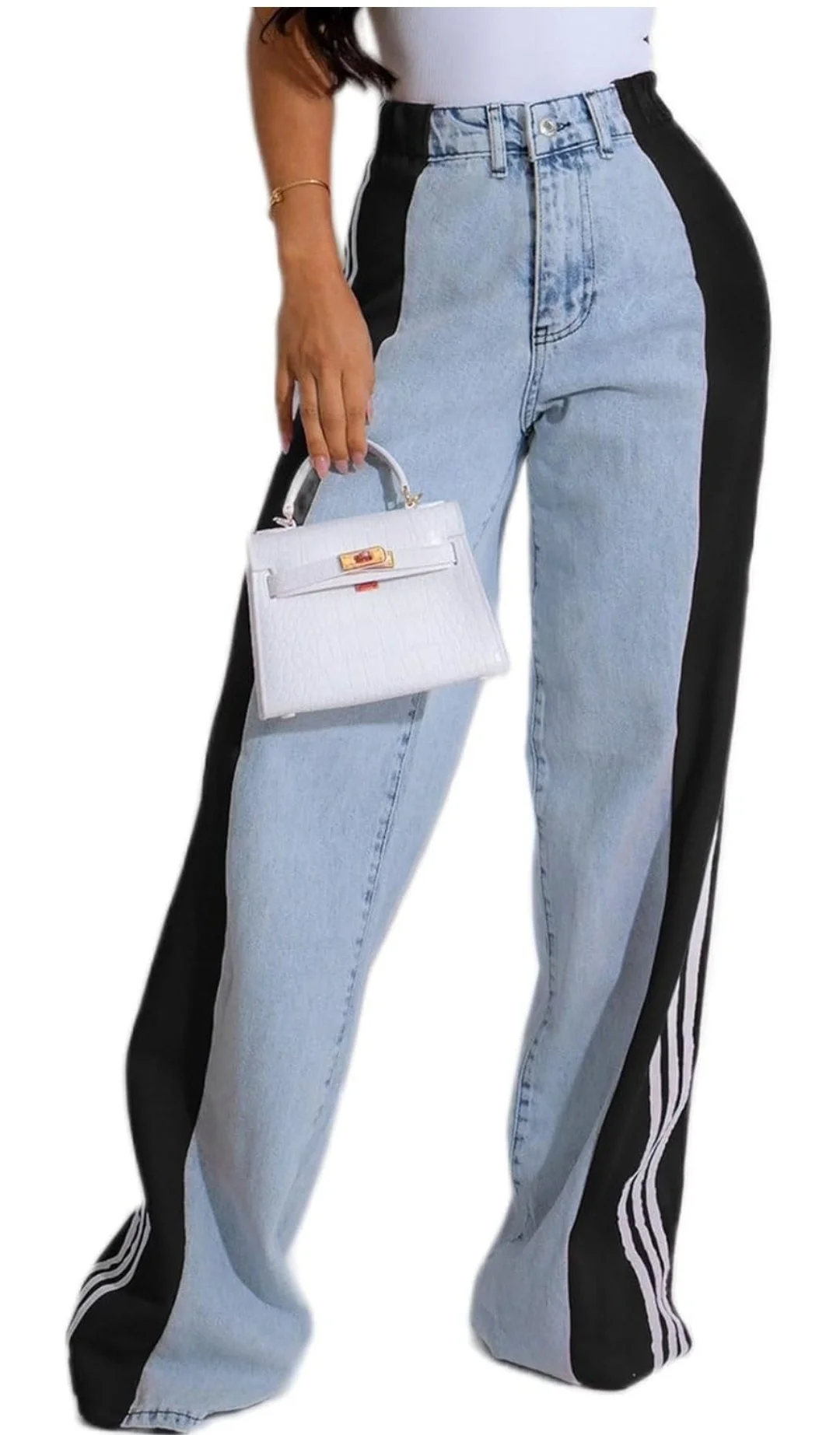 Denim stripe wide leg - size 8