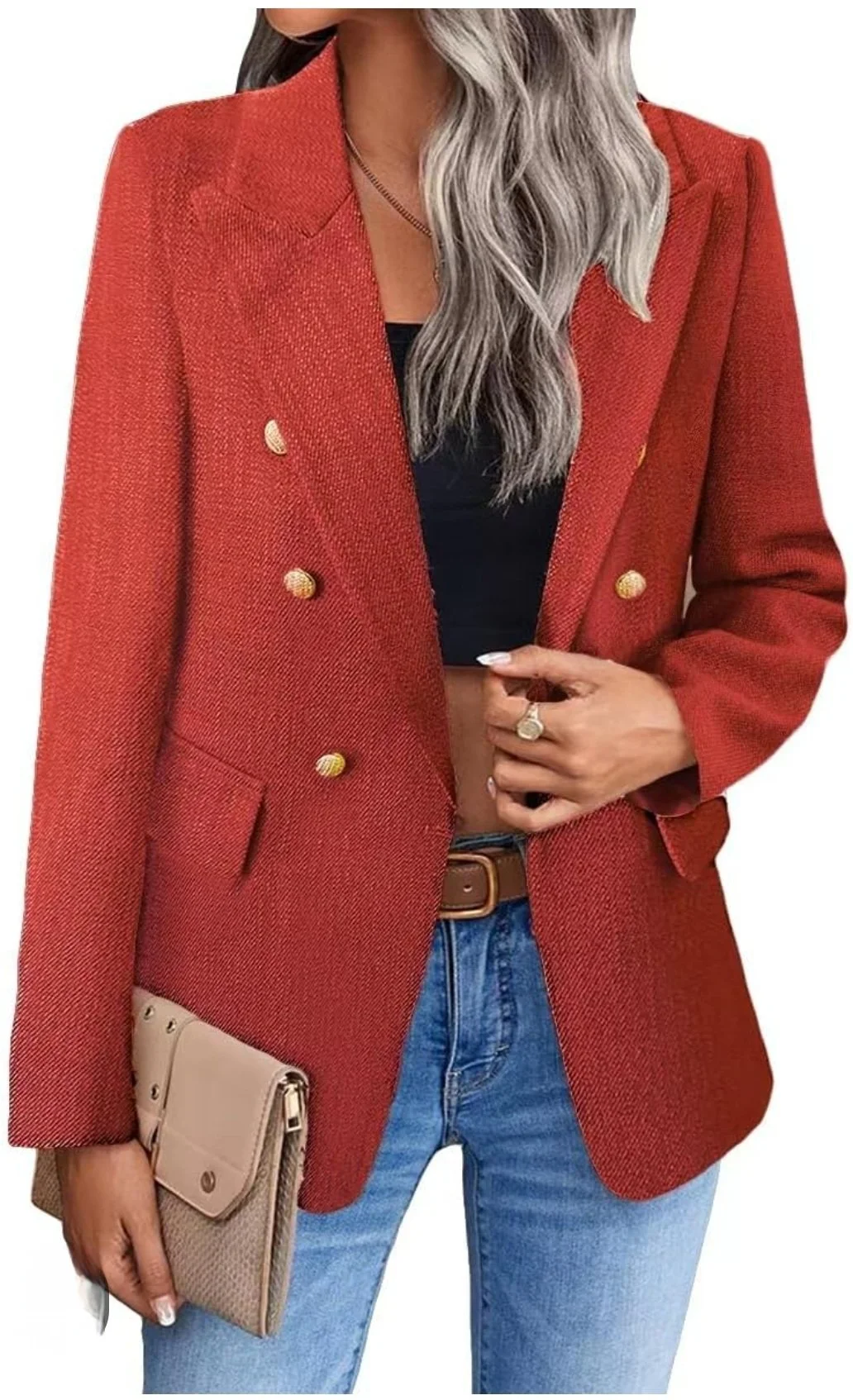Red Double Breasted Blazer with Gold buttons -12/14