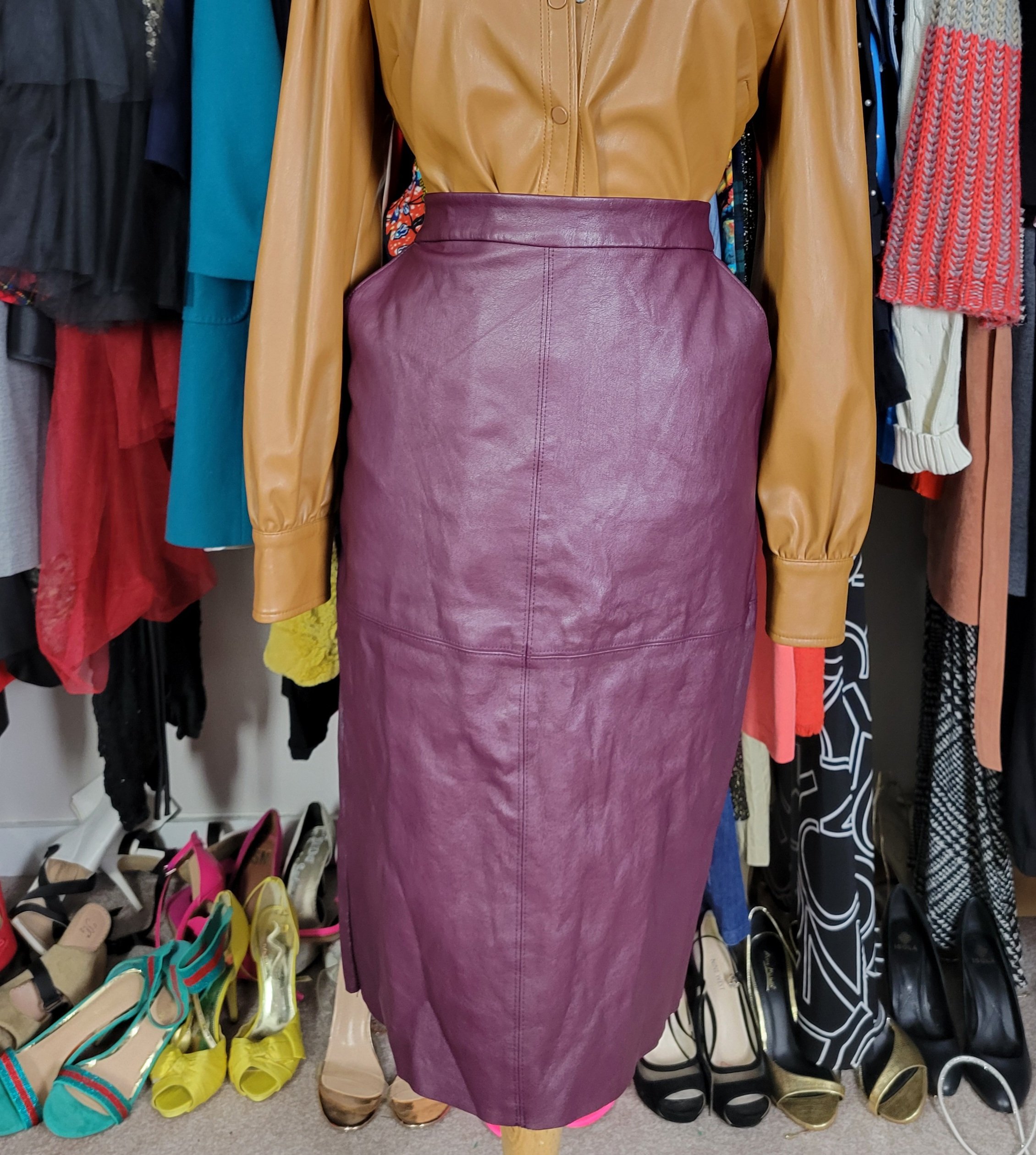 Express Burgundy Pocket Faux Leather -12/14