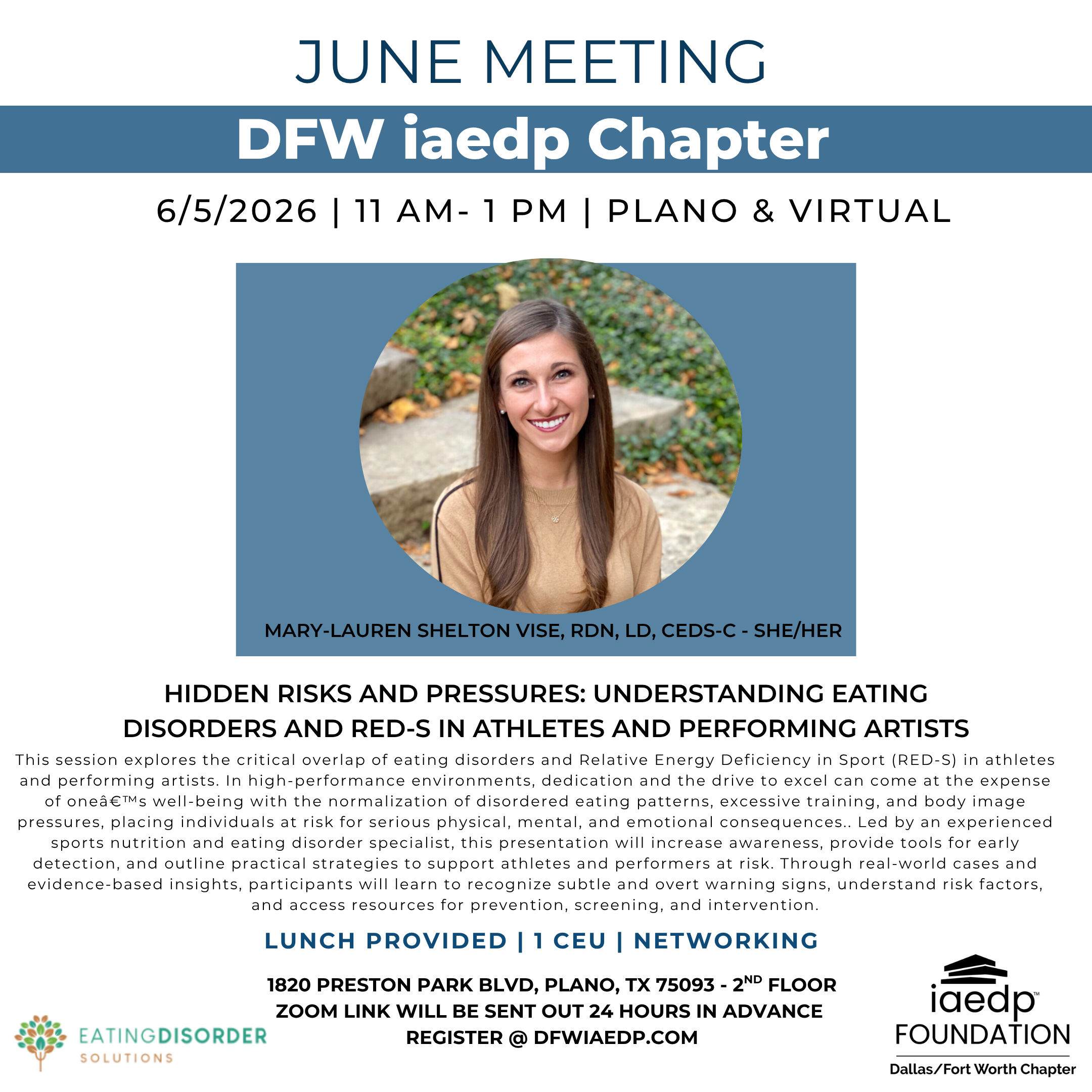 Chapter CEU/Networking Meeting June 5, 2026