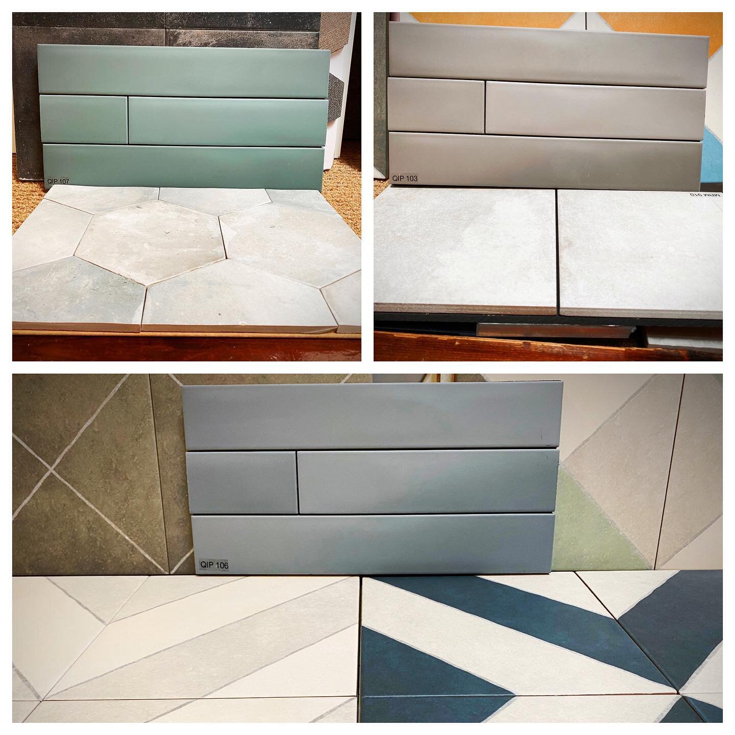 When everything else is at a standstill, our business is moving forward thank God. People always need homes so we&rsquo;re considered an essential business🙌🏻 We&rsquo;re choosing tile for one of our projects today, which ones do you like? 🤔
.
.
.
