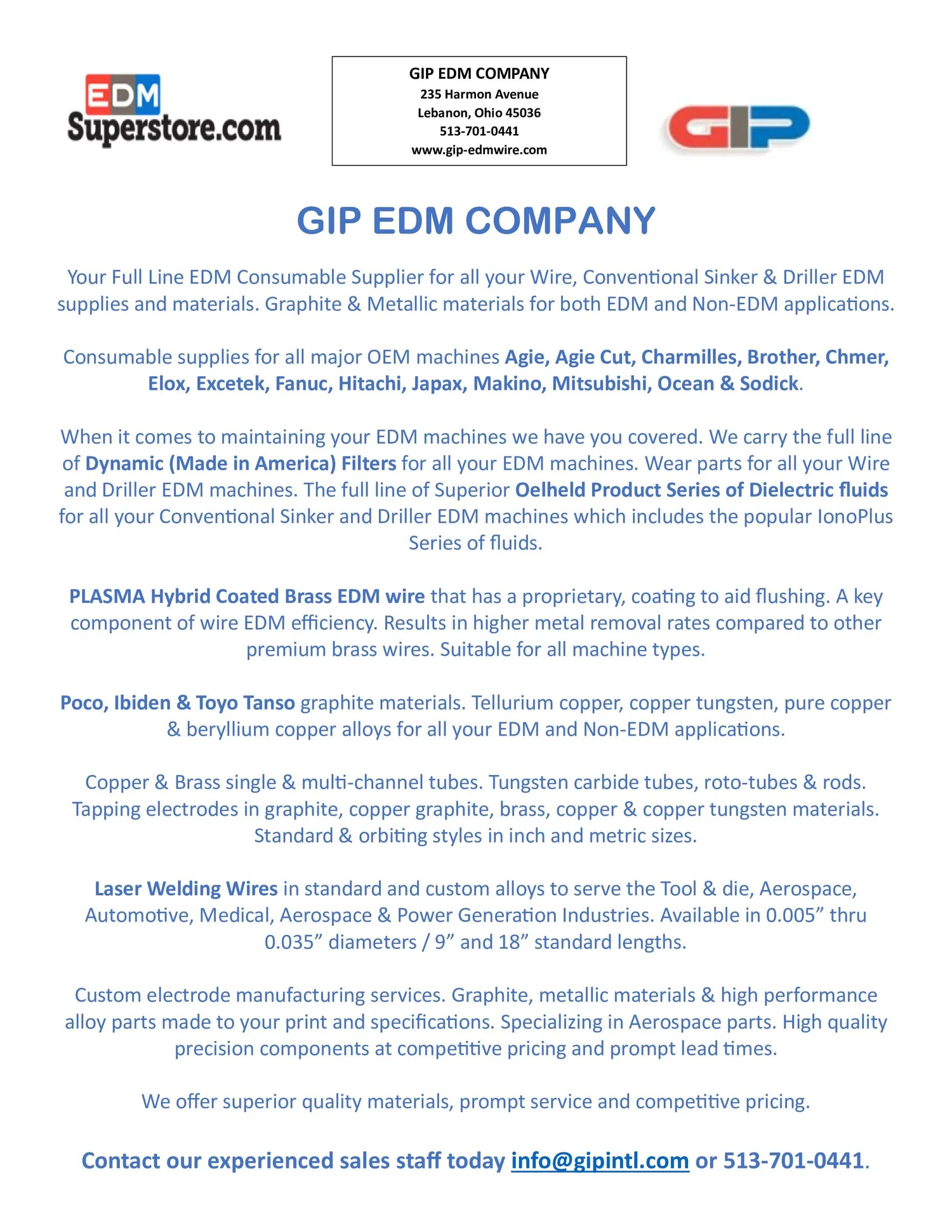 EDM Technology Wires, Filters, Wear Parts