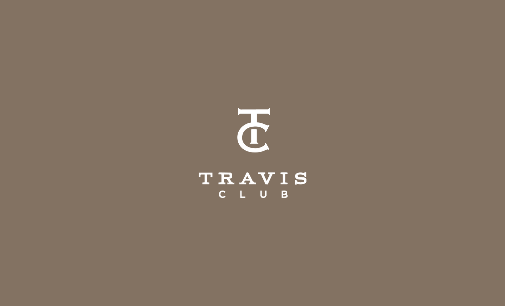 Travis Club logo on a brown background.
