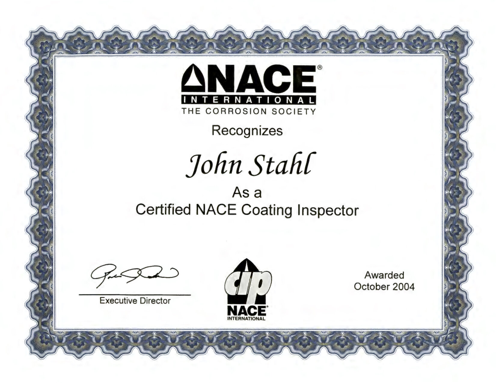 J Stahl Nace Certified Coatings Inspector Cert.jpg