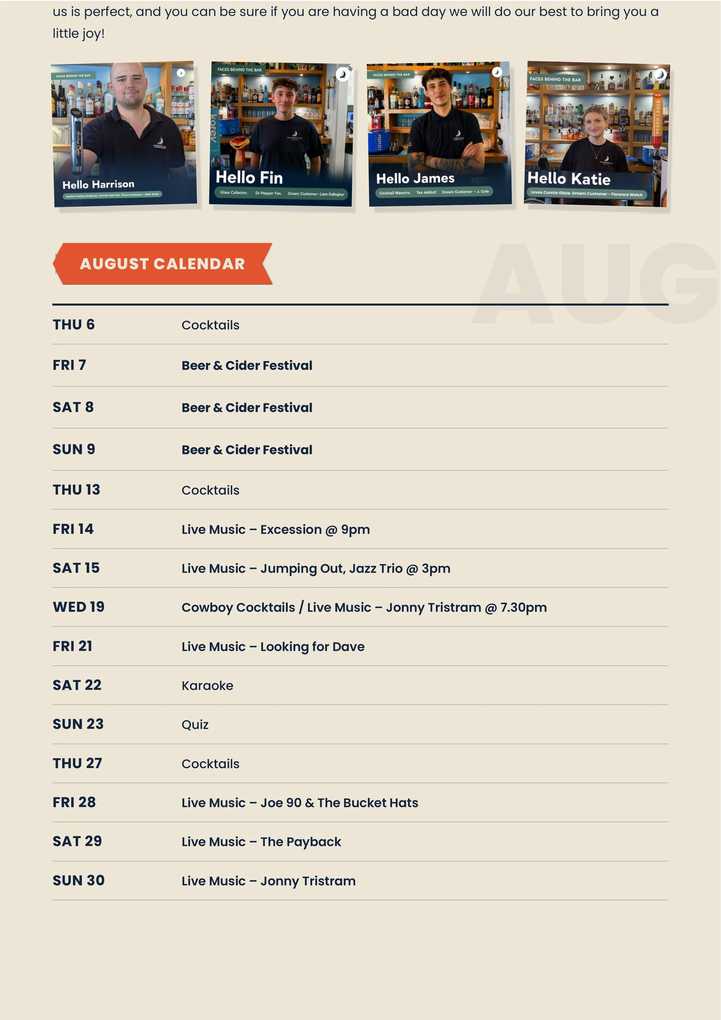 Harbour Club Newsletter