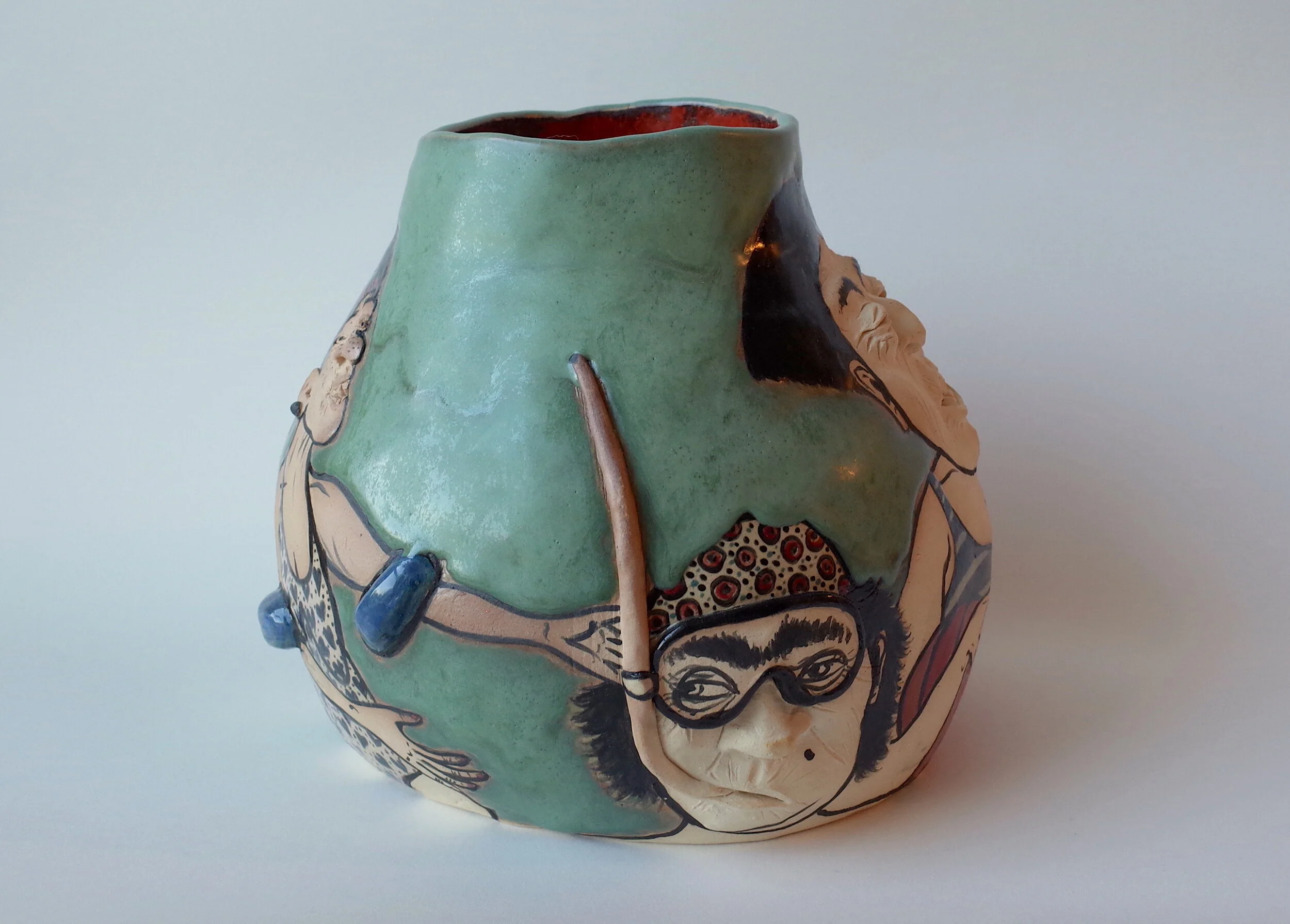 Old Ladies Water Aerobics, Glazed Stoneware, 11” x 11” x 11” 