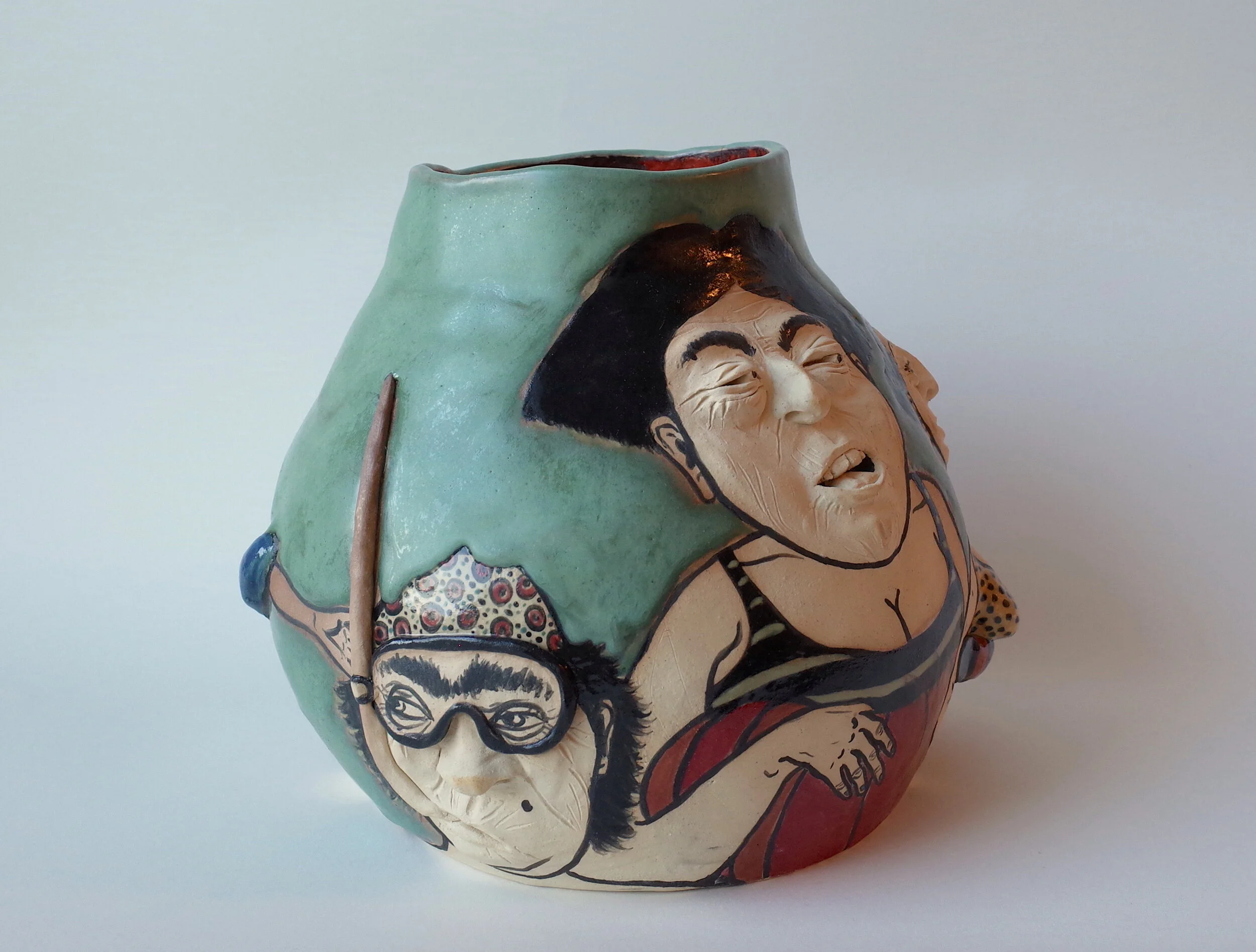 Old Ladies Water Aerobics, Glazed Stoneware, 11” x 11” x 11” 