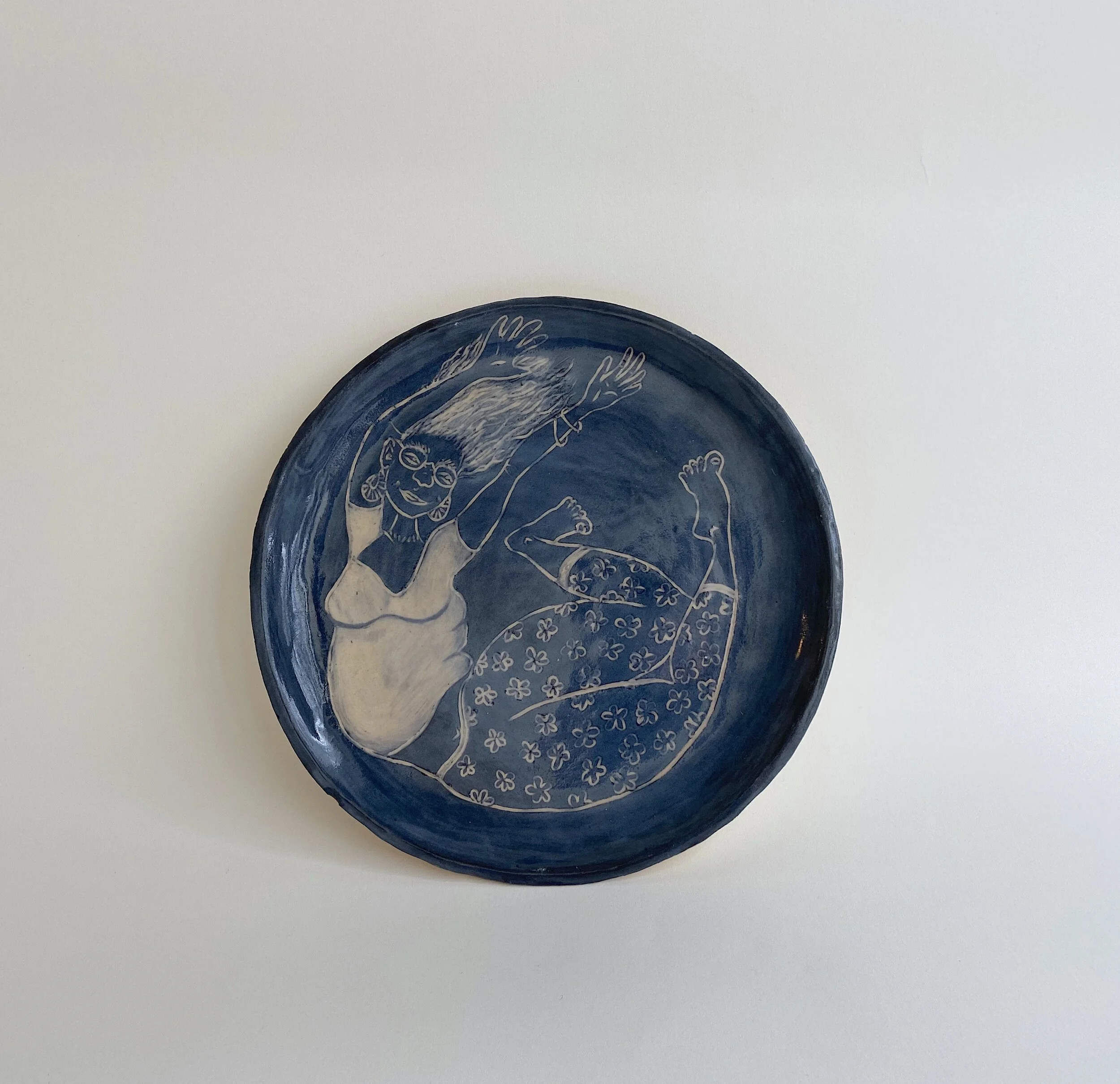 Flower Girl Plate, Glazed stoneware plate, 9” x 9”