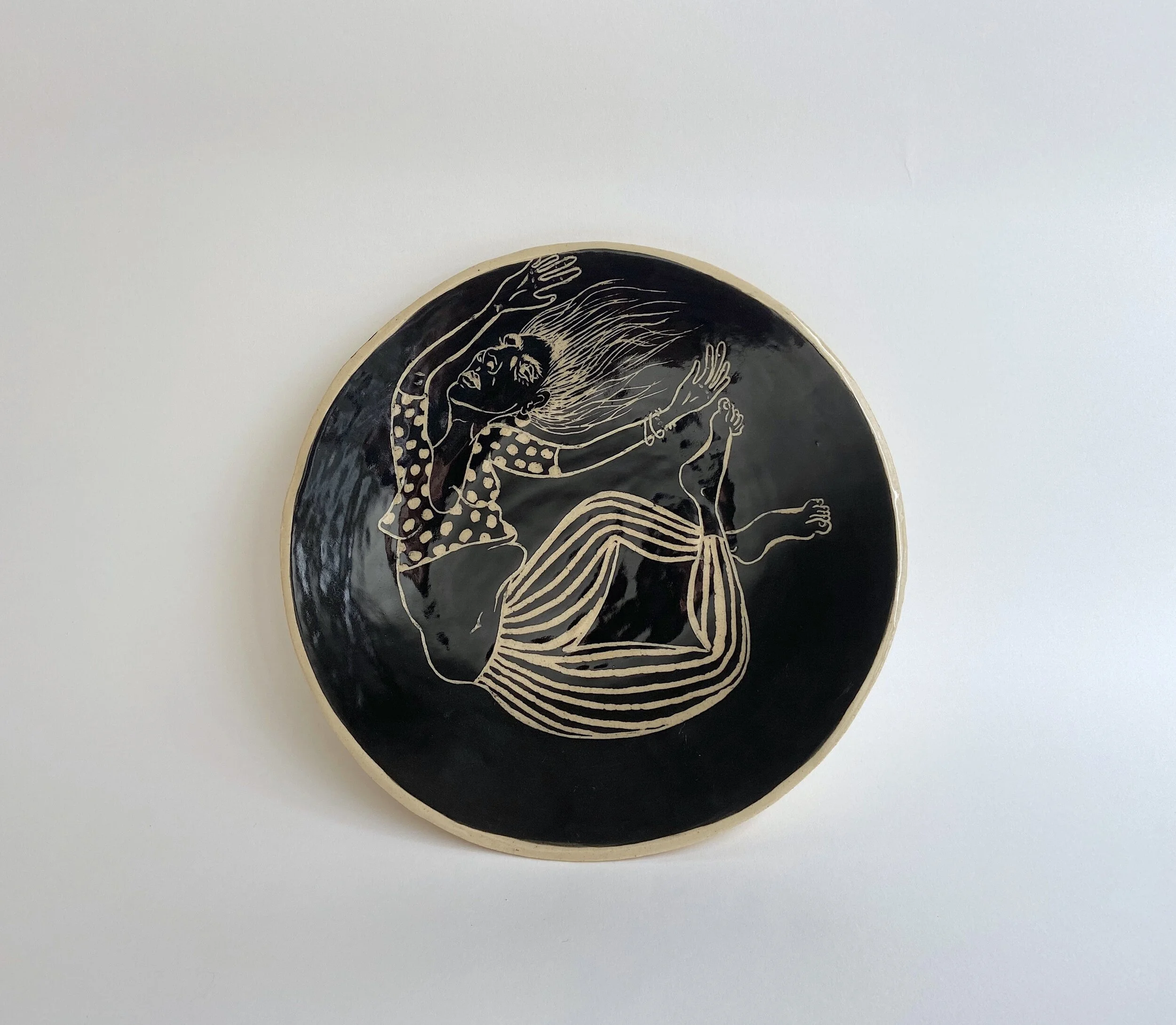 Circus Lady Plate, Glazed stoneware plate,  10” x 10”