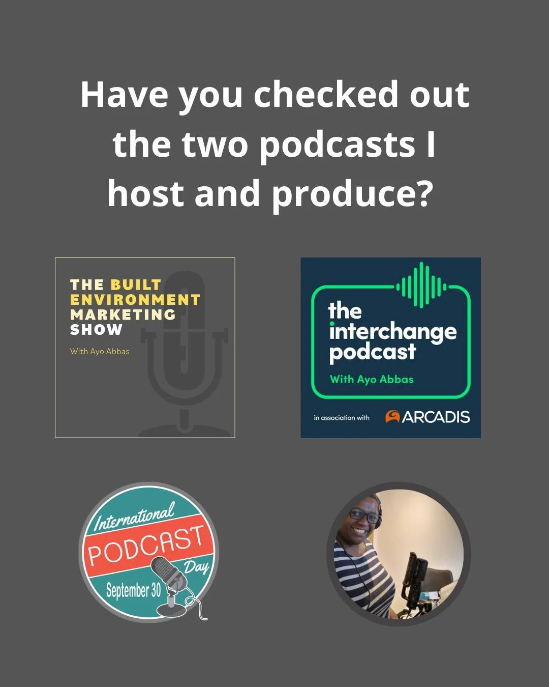 Happy International Podcast Day!
And yep, it’s a good excuse to celebrate the fact that I’ve hosted and produced not one, but TWO podcasts.
The Built Environment Marketing Show is on episode 92. It's all about marketing that actually wo