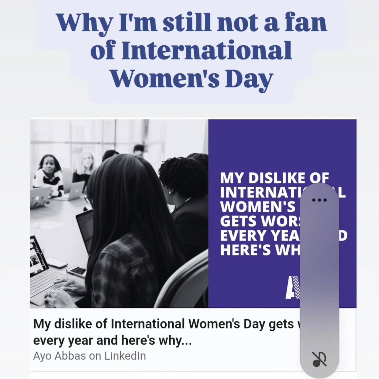 My general dislike of International Women's Day continues to grow with every year I get older and see the disparities and unfairness that women face.  Anyway, I wrote more on this over on my LinkedIn. 

Link in bio to read the full piece or here http