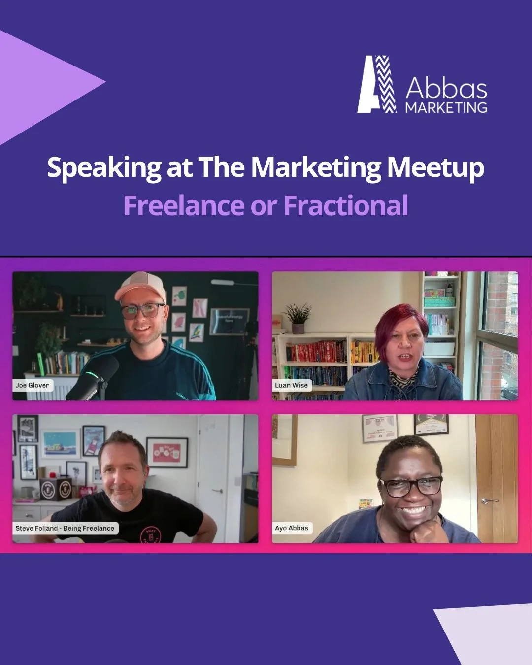 Thanks so much to everyone who joined our The Marketing Meetup session yesterday where me, @LuanWise, @Beingfreelance Steve Folland skilfully shepherded along by Joe Glover, discussed all things Freelance, Fractional and everything in between when yo