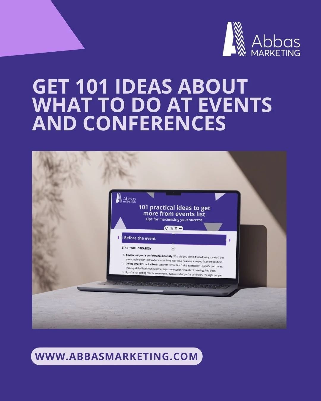 If like me you're doing last minute UKREiiF prep and trying to figure out your action plan for next week. You may wanna sign up for my 101 ideas download https://www.abbasmarketing.com/events covering what to do before, during and after a major event