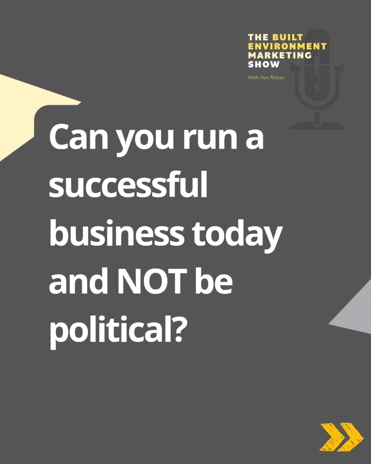 Can you run a successful business today and stay out of politics? 
I chatted to Tim Heatley from Capital&amp;Centric about this on my latest podcast episode. Why the political landscape matters and how businesses can respond to it.
What's your take? 