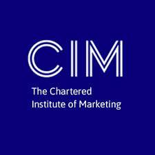 Logo of the Chartered Institute of Marketing (CIM) with blue background and white text.