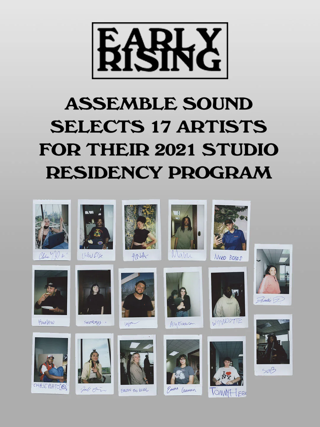 Early Rising: 2021 Studio Residency Announce