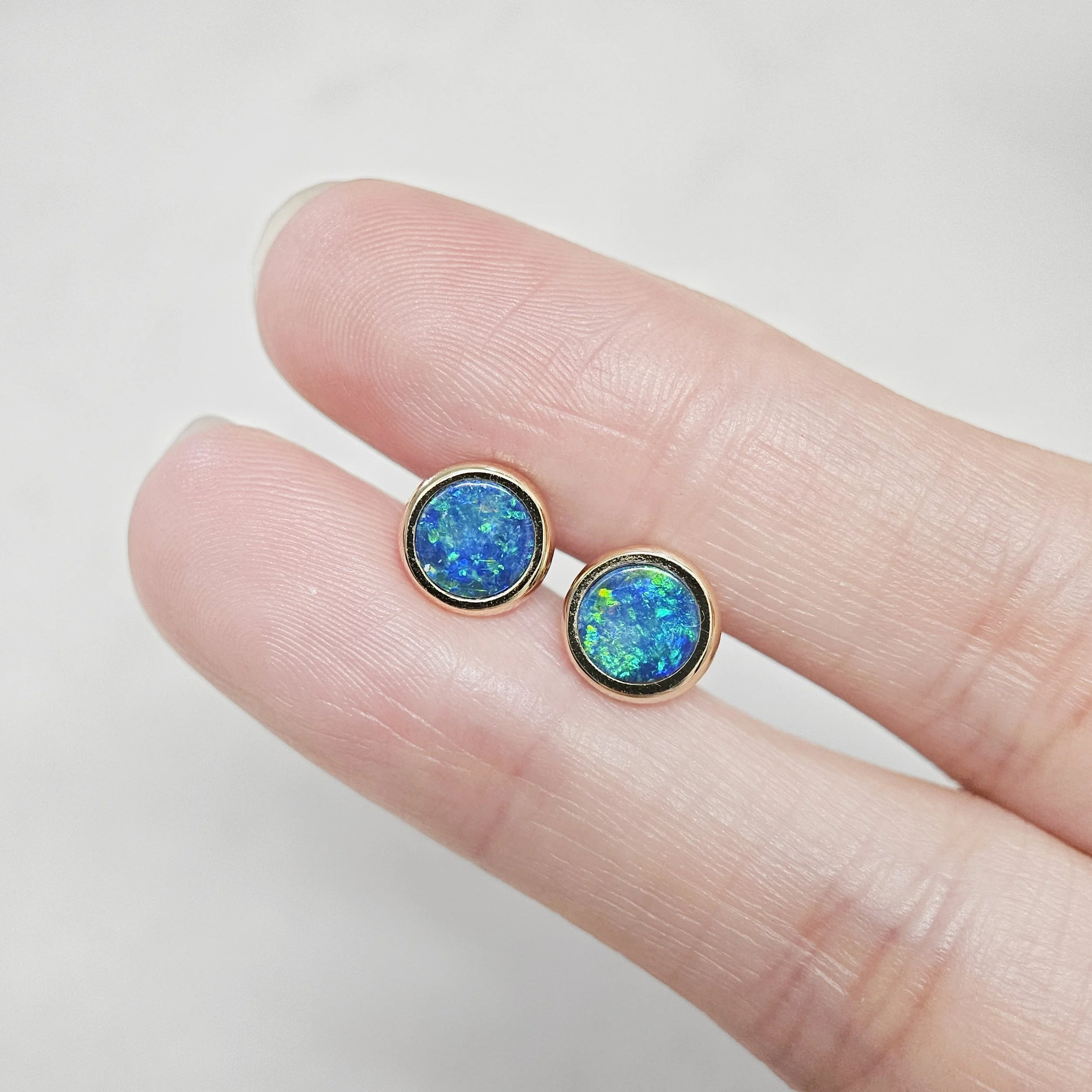 Tidal Doublet Opal Stud Earrings