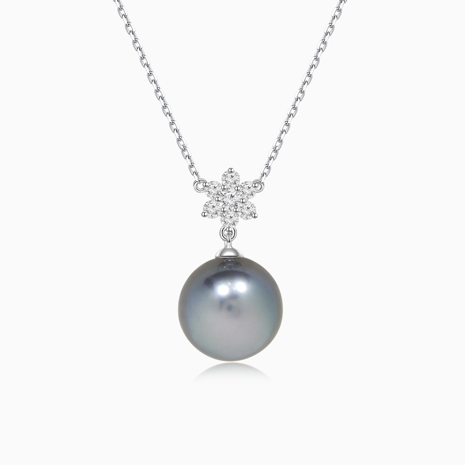 Snowflake Tahitian Sea Pearl pendant with Diamonds