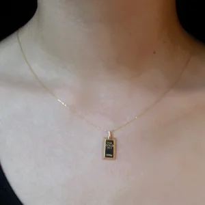 18K Gold Bar Pendant with Diamond CUSTOM MADE 4-6 WEEKS
