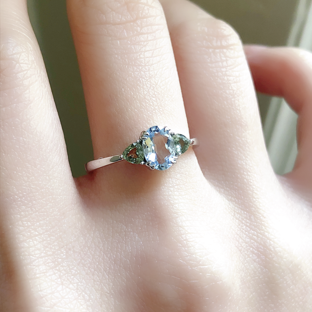 Stella: Halo Emerald Cut Aquamarine Engagement Ring | Ken & Dana