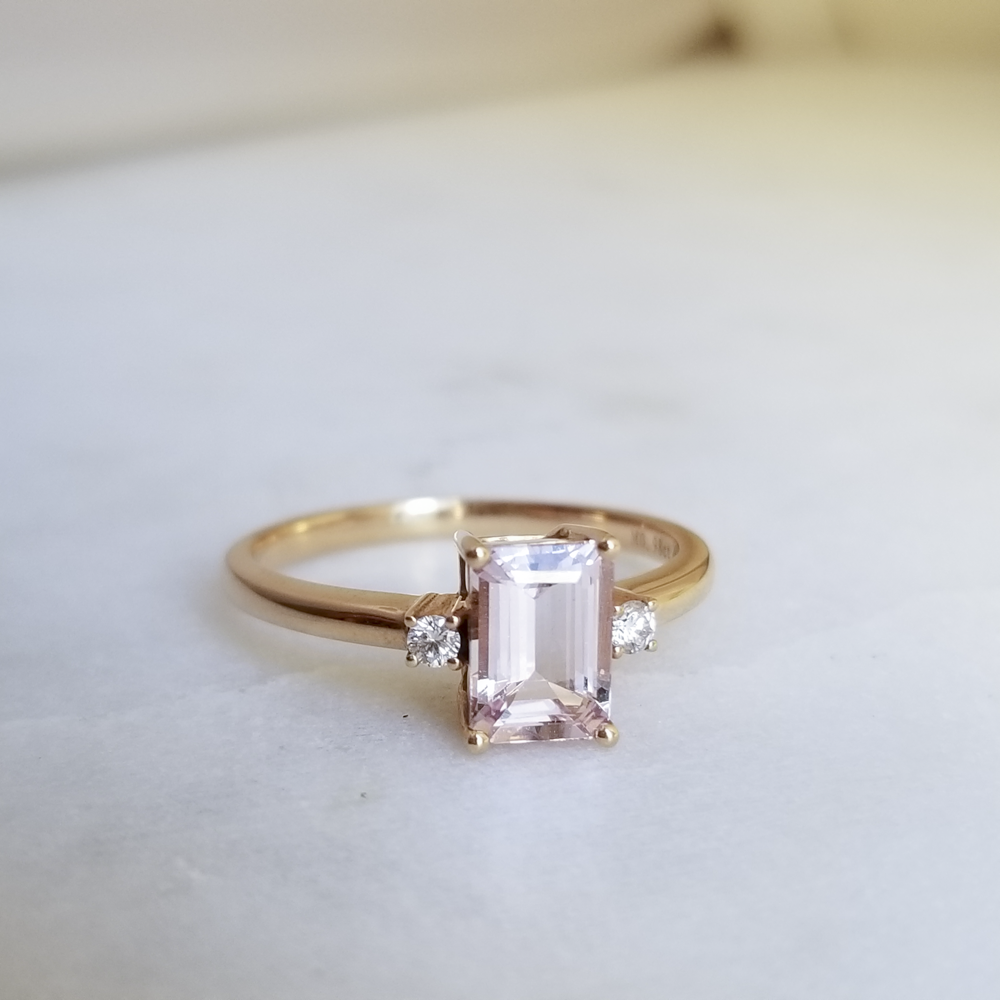 Emerald Cut Morganite (Custom Made ONLY 4-6 Weeks) — Lovélle Jewellery