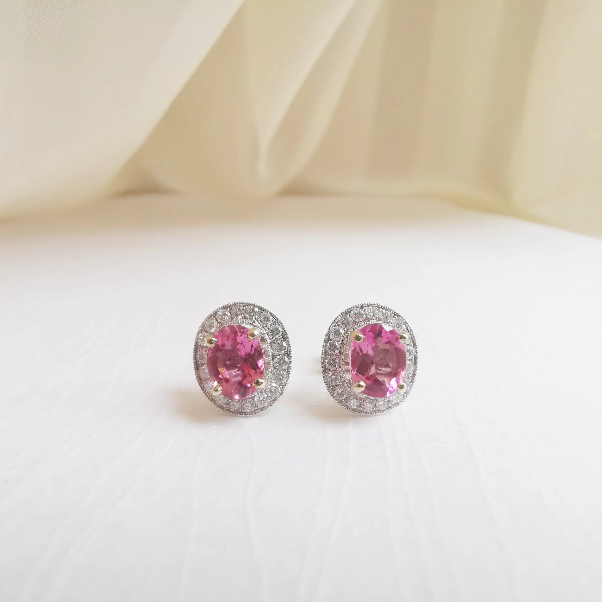 Old Hollywood Pink Tourmaline Stud Earrings