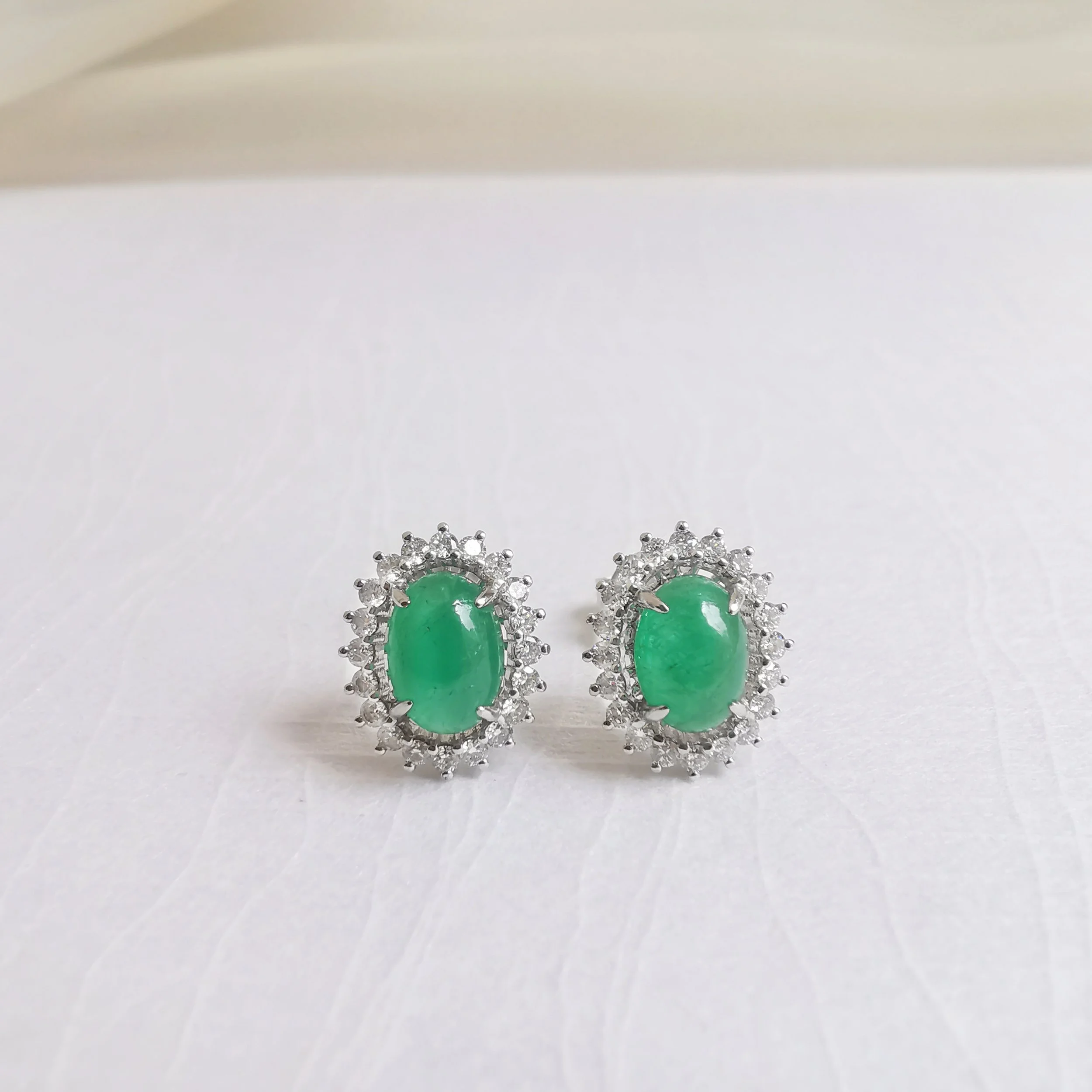 Cabochon Envy Emerald Stud Earrings