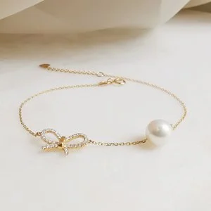18K Bow My Heart Pearl Bracelet