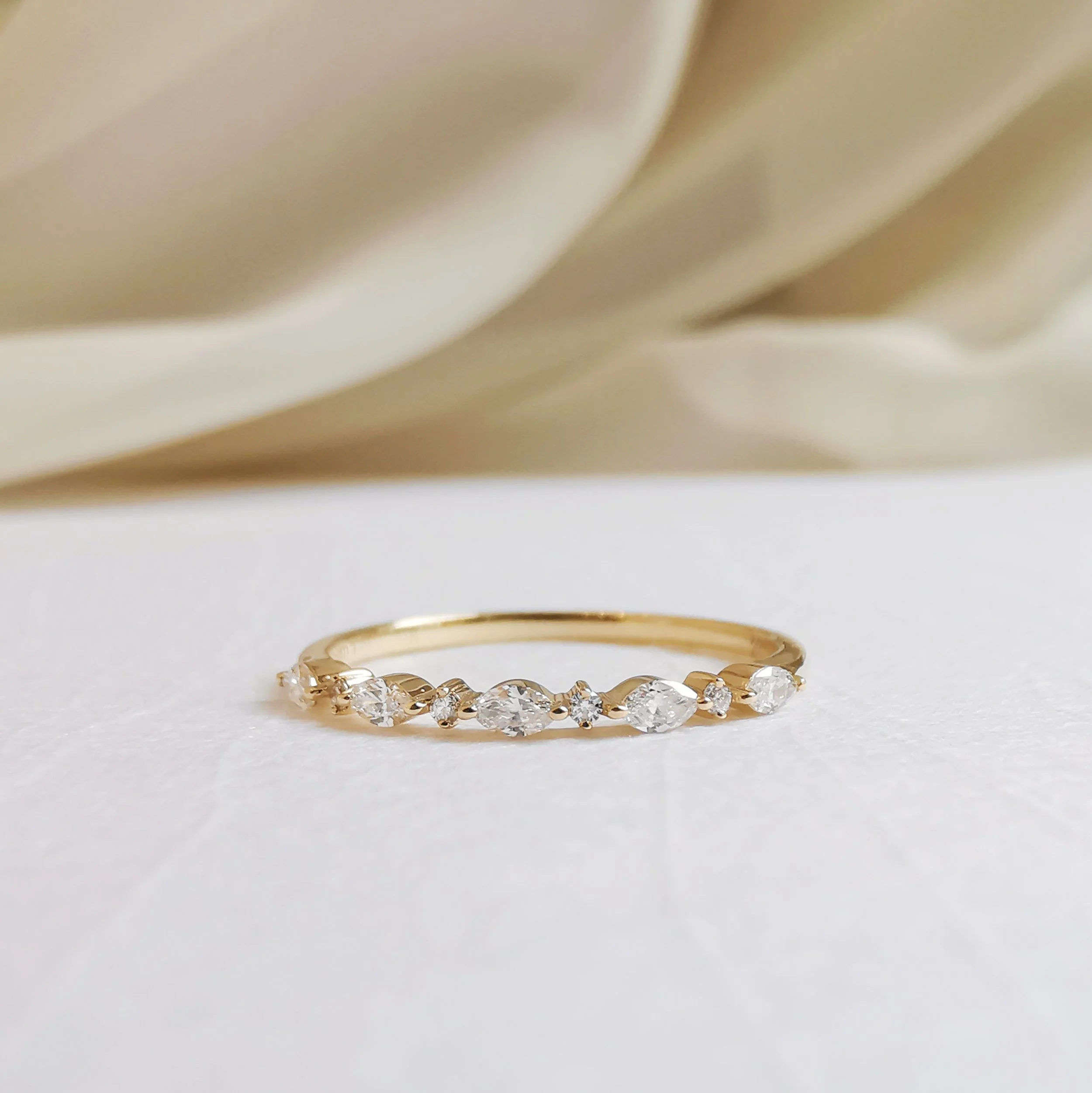 The Marquise & Round Diamond Distance Ring