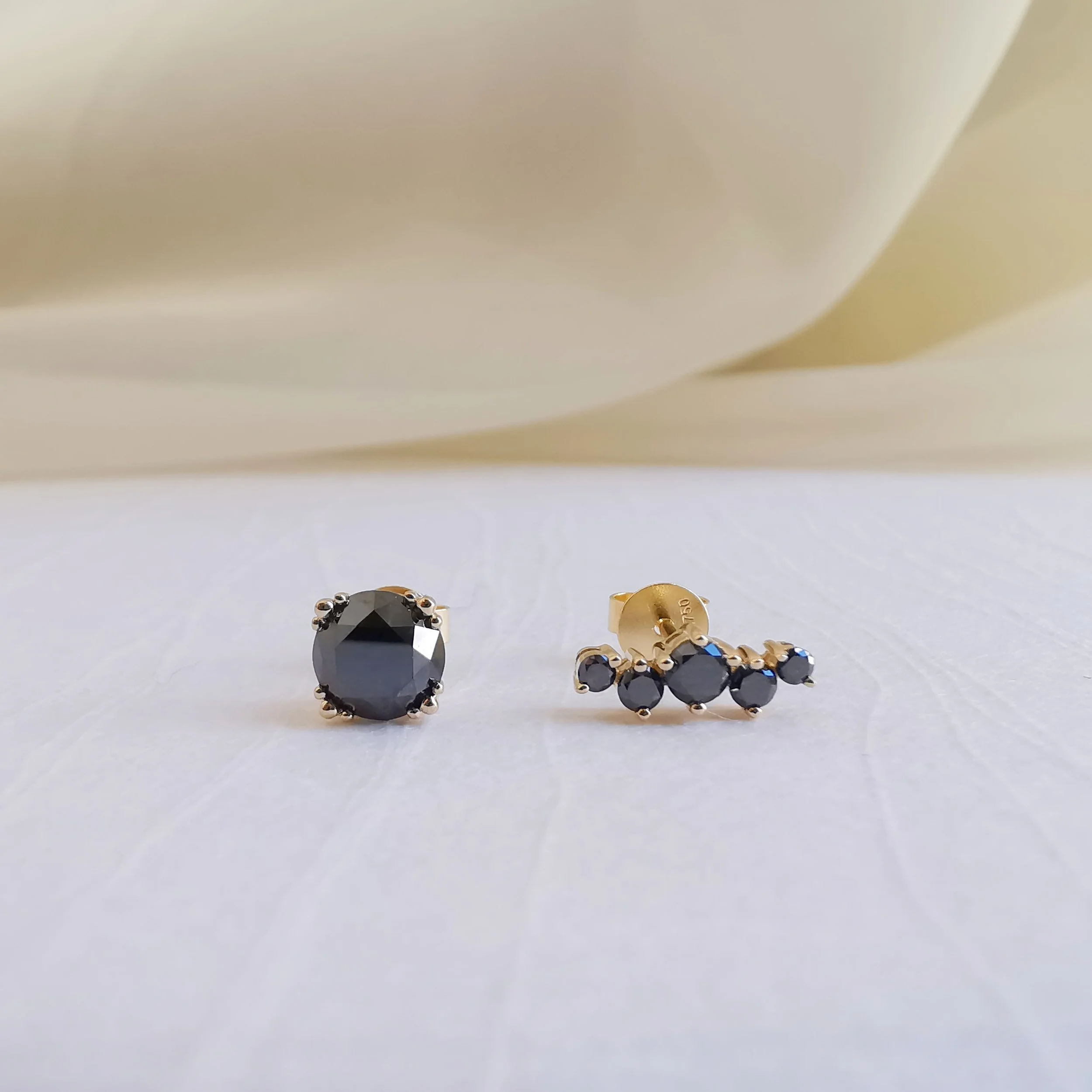 18K "The Black Star" Diamond Earrings