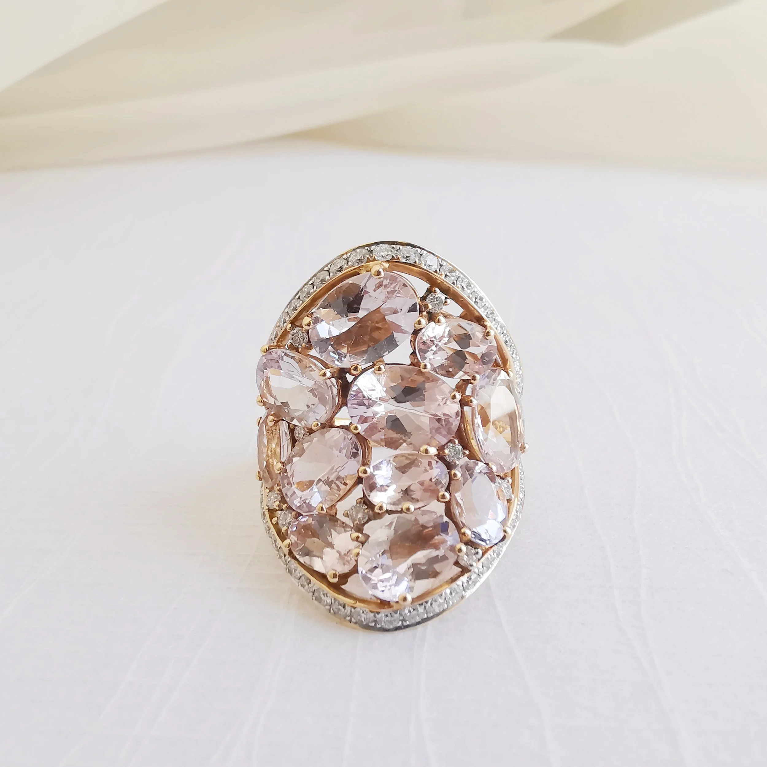 Morganite Shield Ring