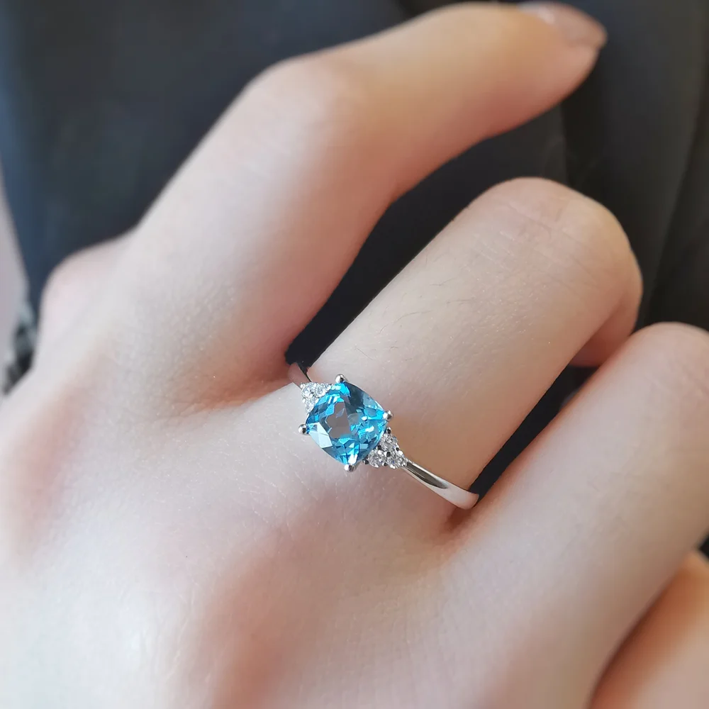 Cushion cut London Blue Topaz Ring — Lovélle Jewellery