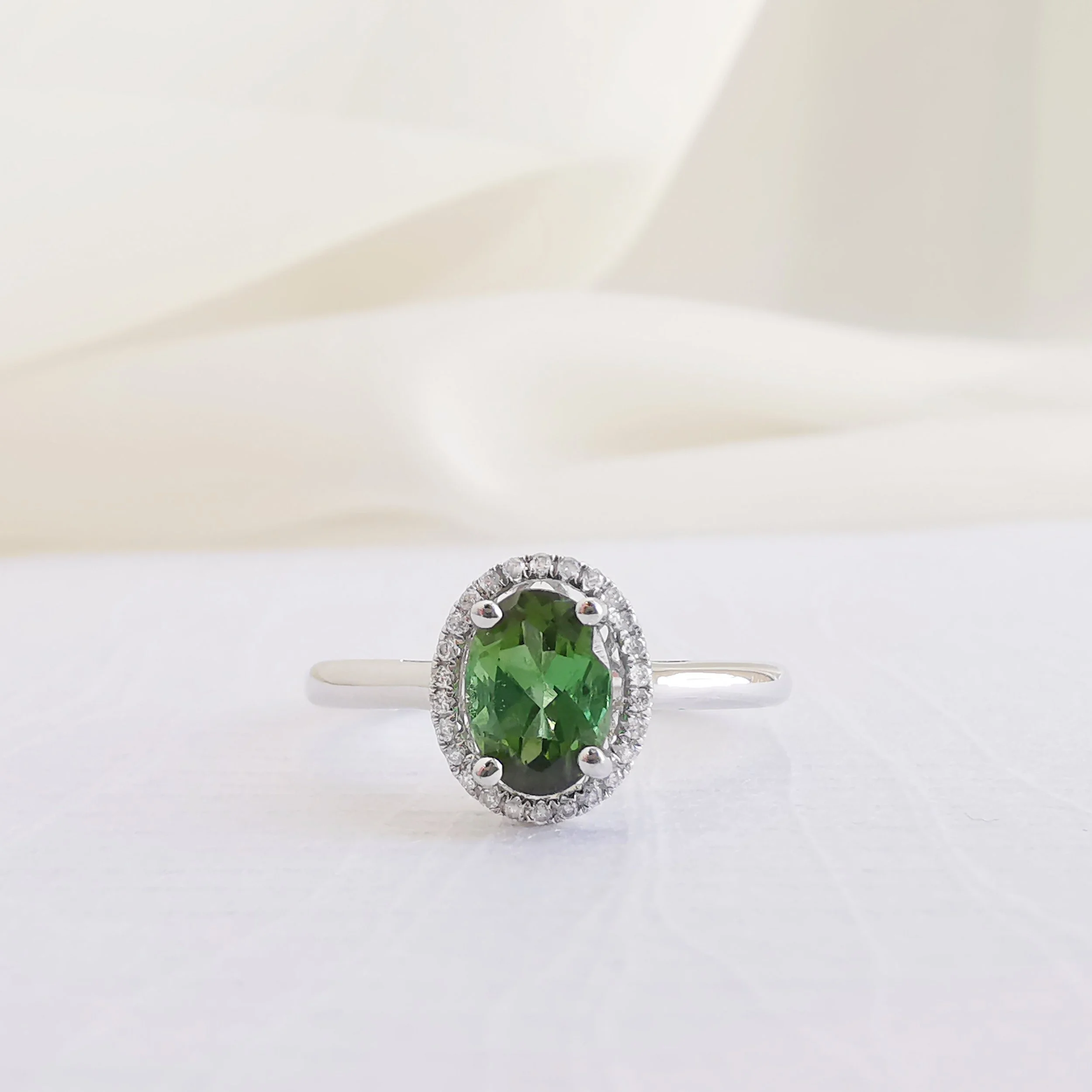 Laurel Oval Green Tourmaline Ring (Custom Order 4-6 weeks)