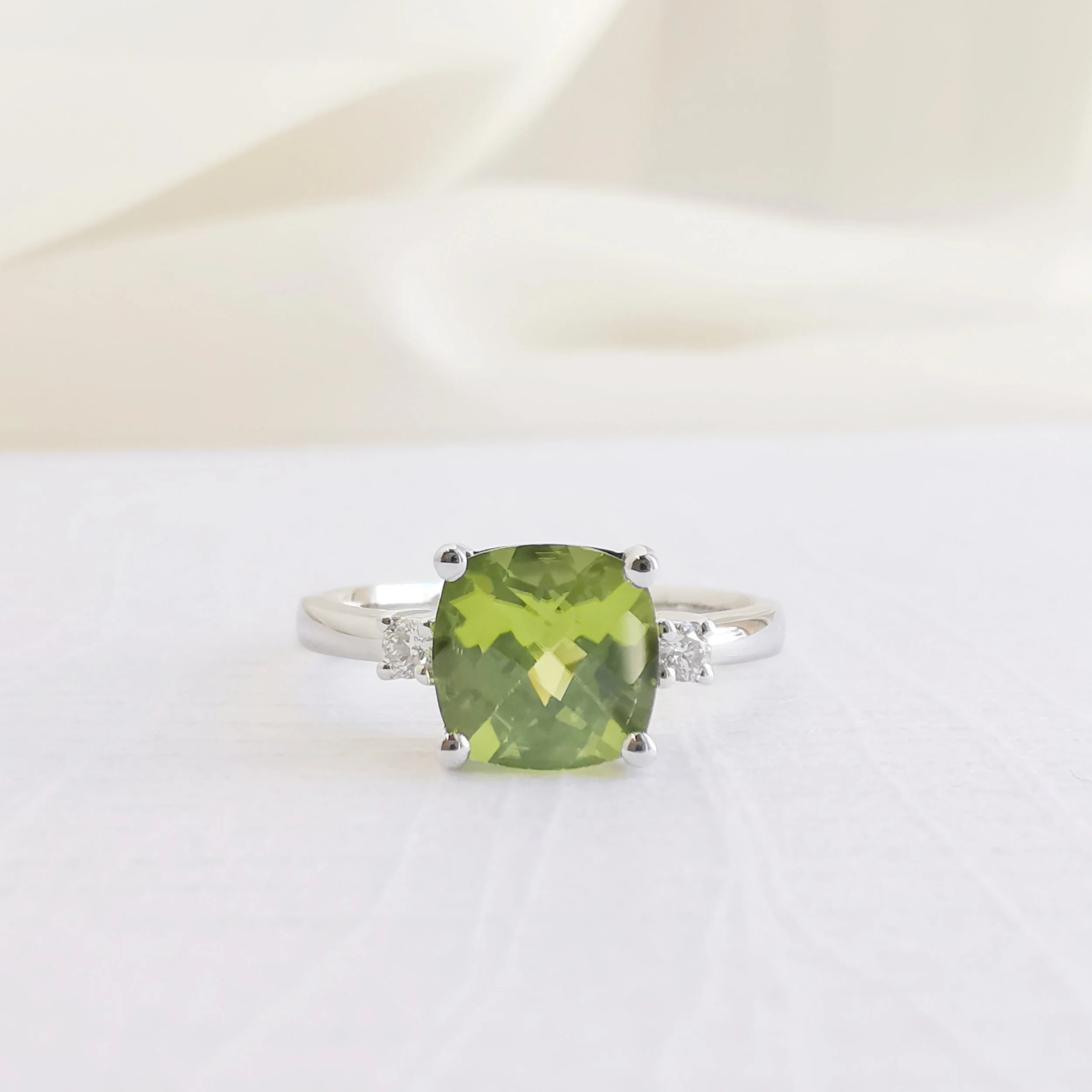 Cushion Peridot Ring - (Custom Made ONLY - 4 to 6 Weeks)