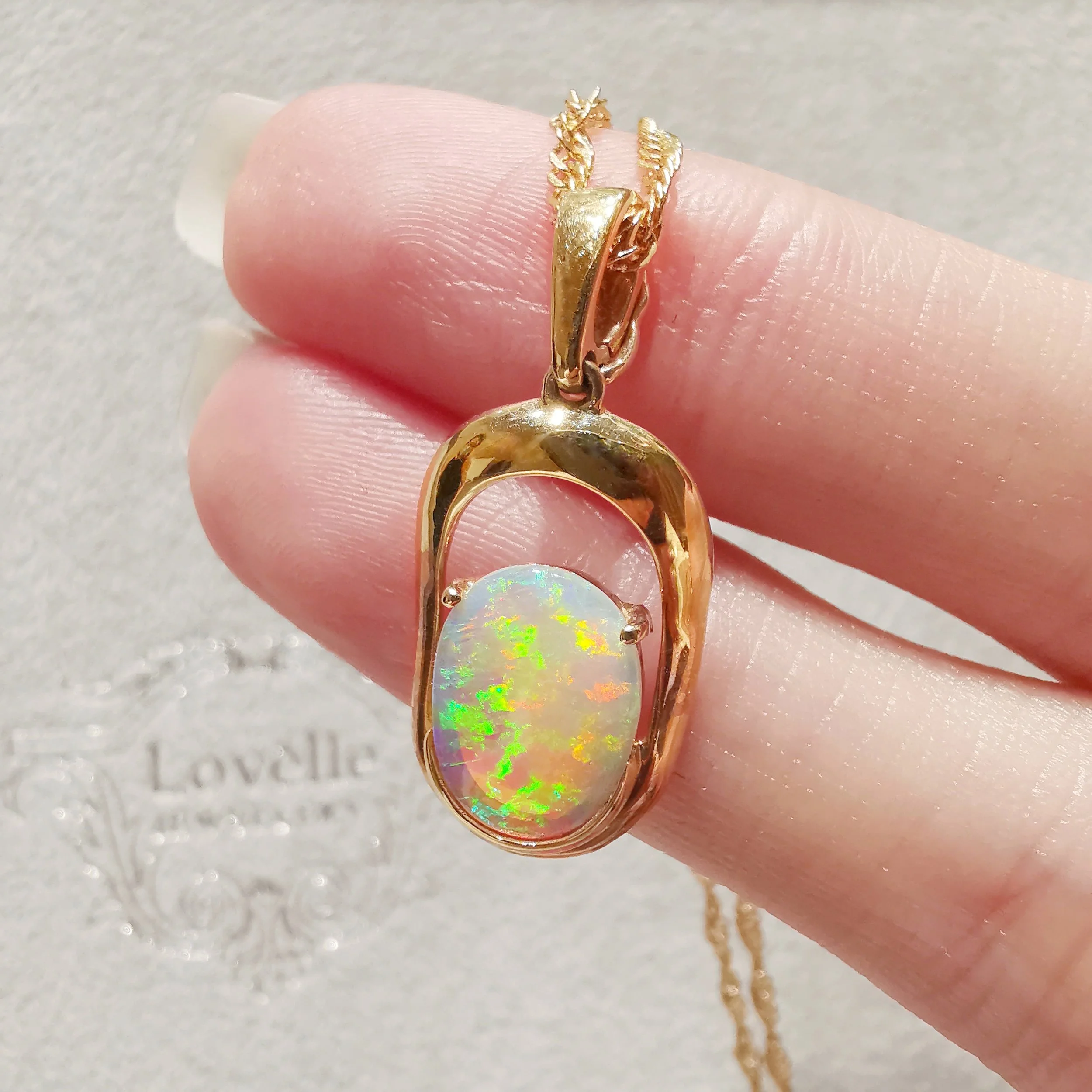 14k Moonlight Opal Pendant