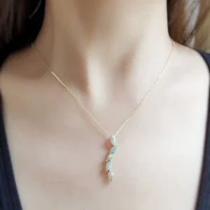 18K Marquise Slider Opal Pendant