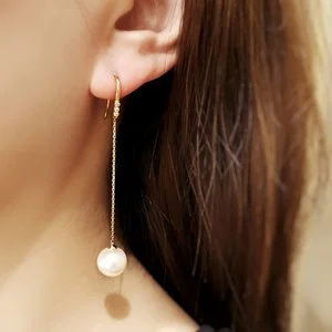 18K Akoya Drop Earrings with Diamonds