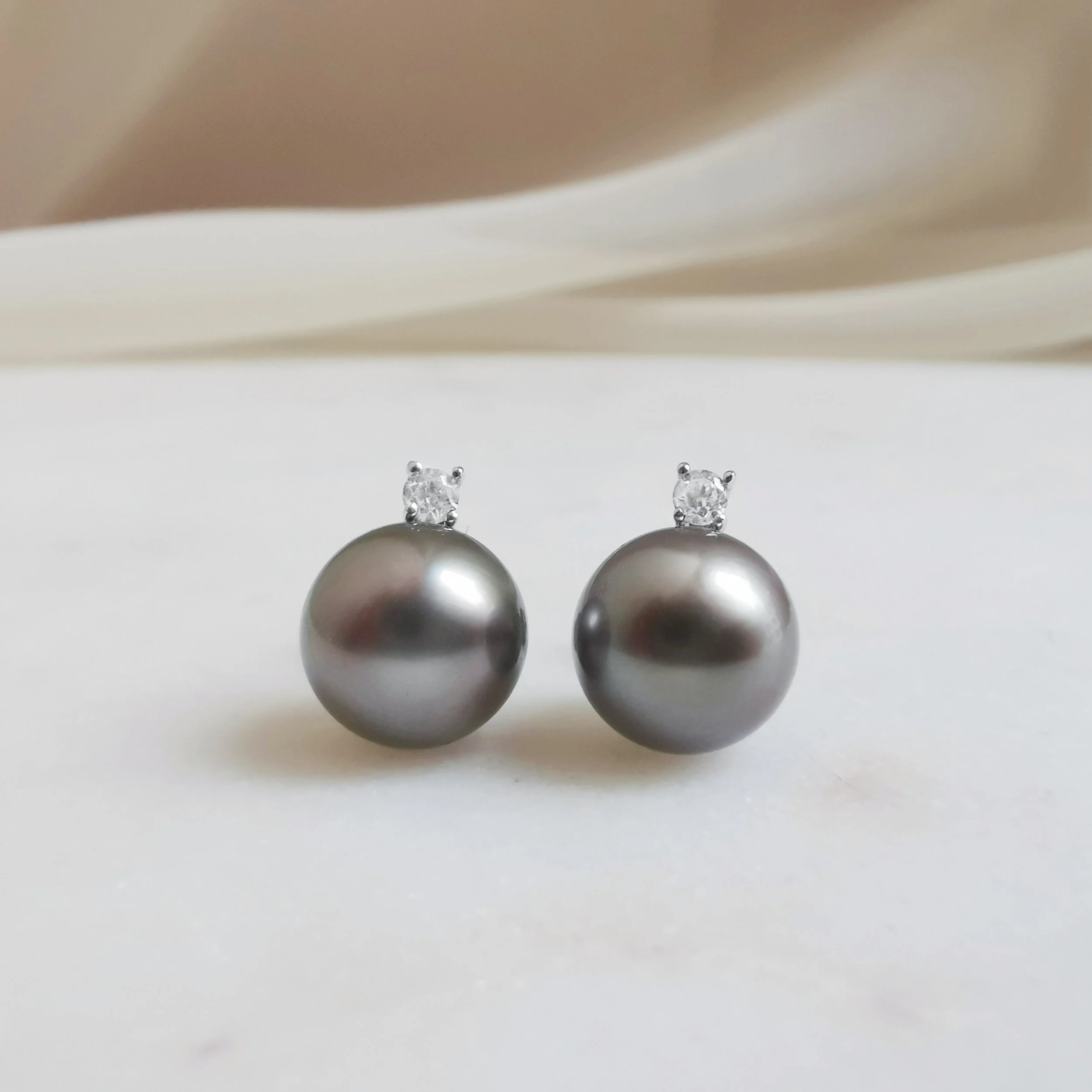 Tahitian and Diamond Earrings