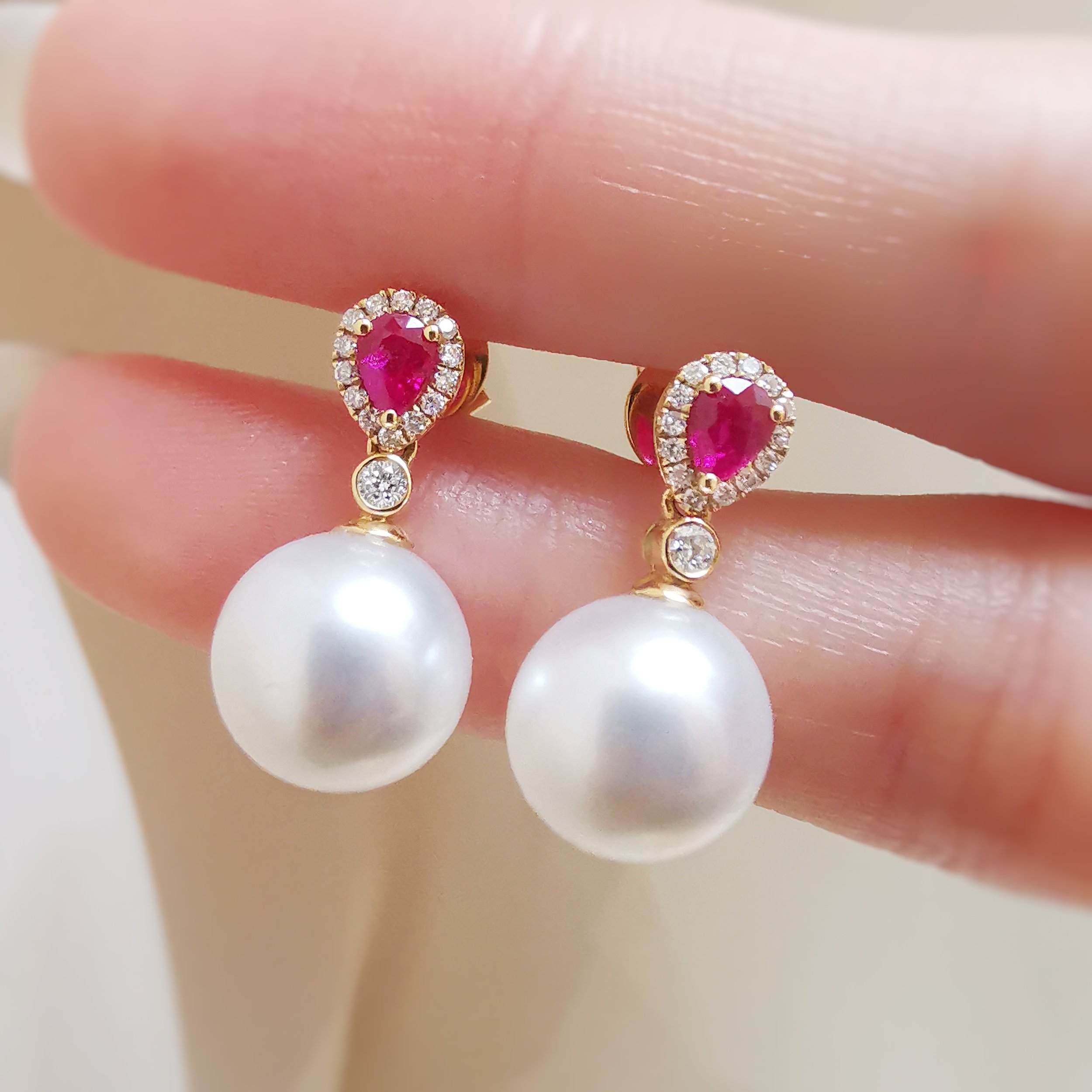 Classic Ruby South Sea Pearl Drop Earring
