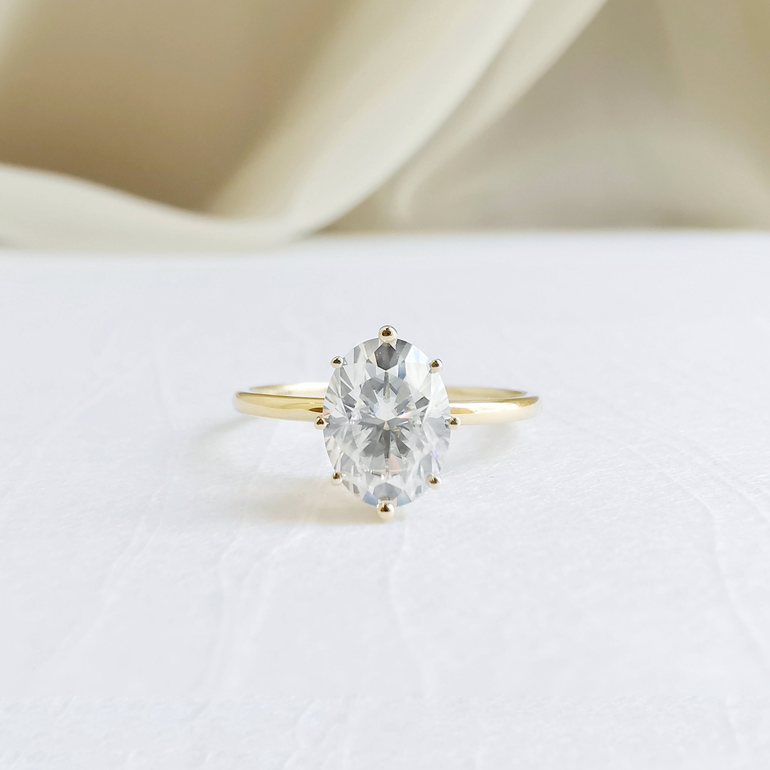 14K "The Diamond Fountain" Oval Moissanite Ring