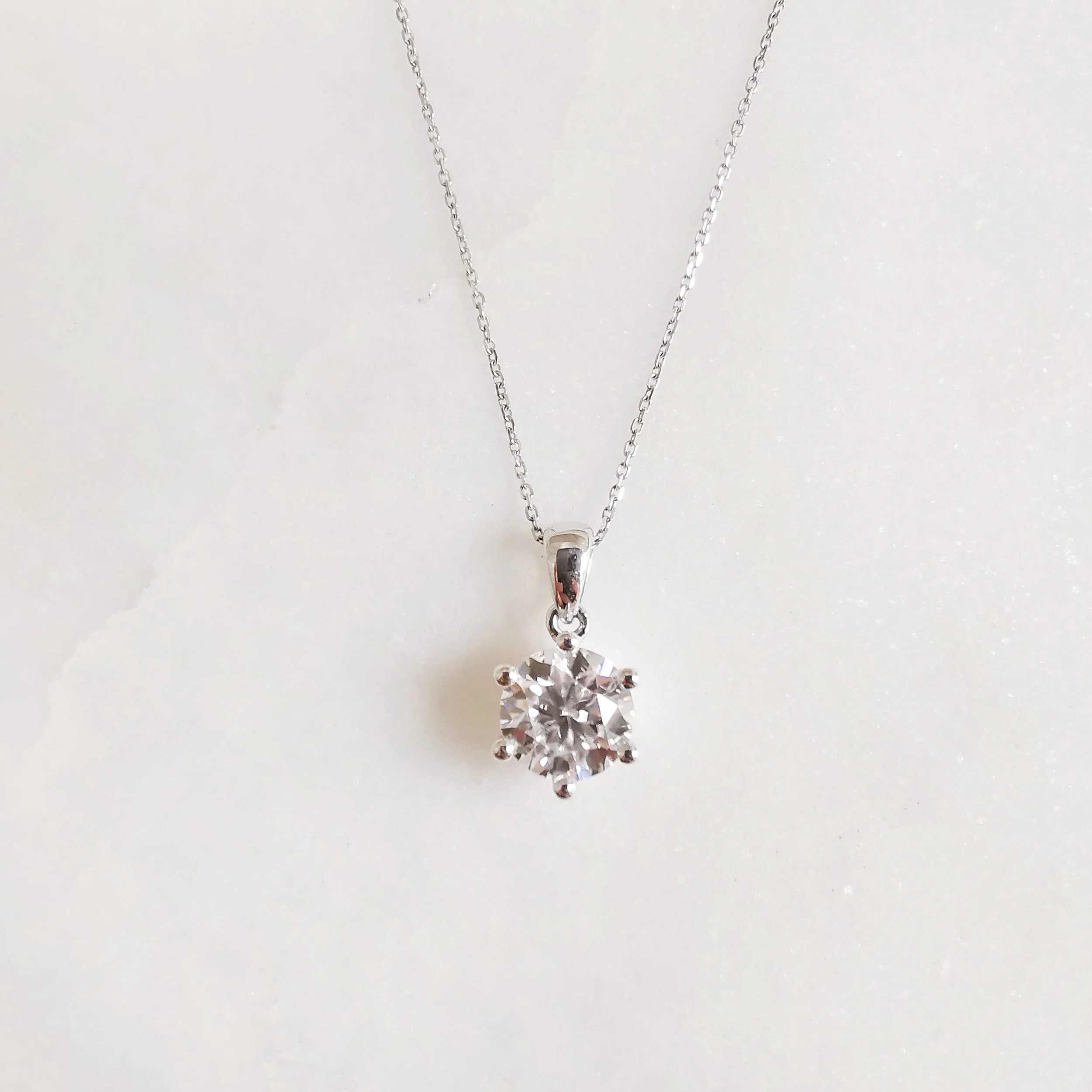 18K Tuscany Solitaire Moissanite Pendant (White & Yellow Gold Available)