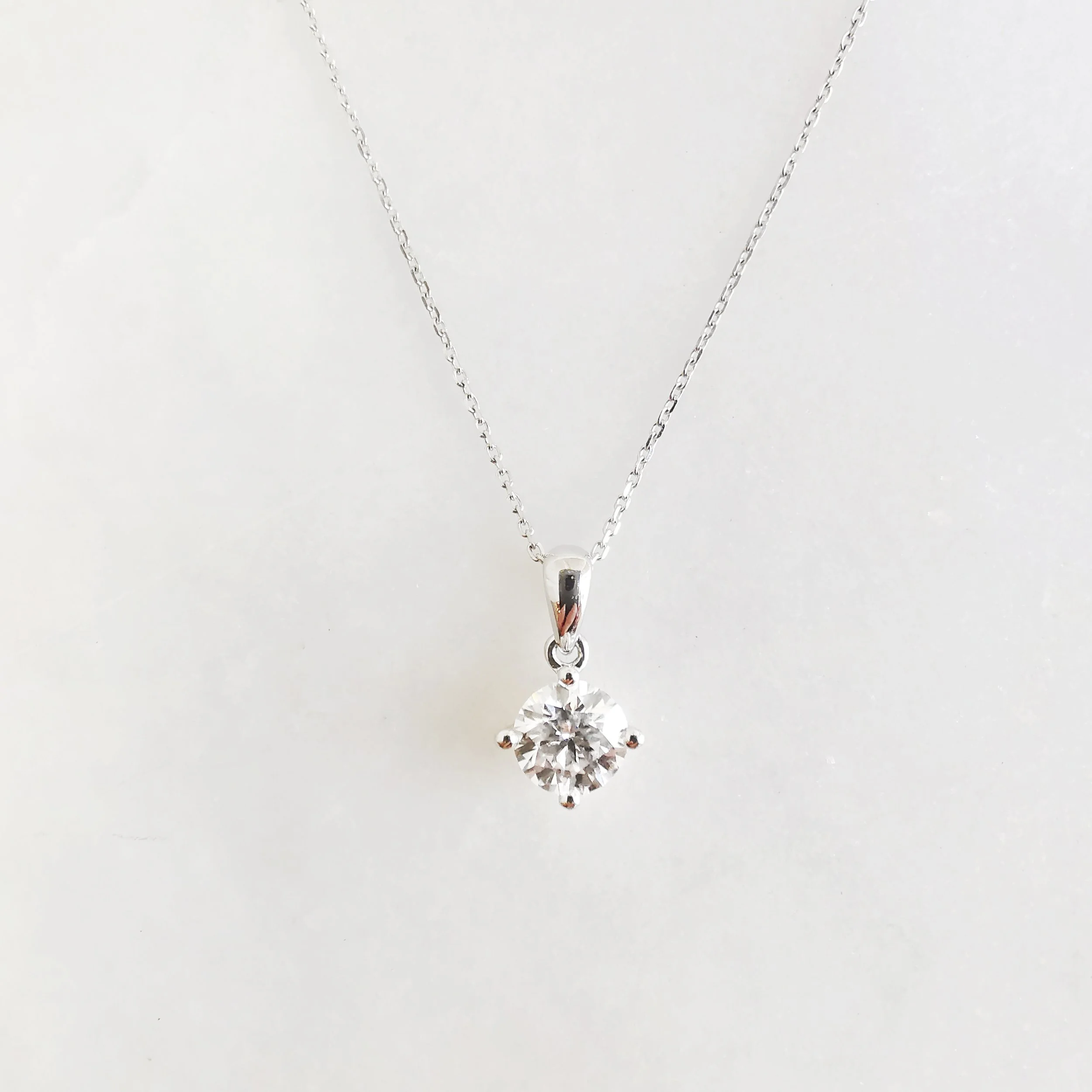 18K Compass Solitaire Moissanite Pendant (White & Yellow Gold Available)