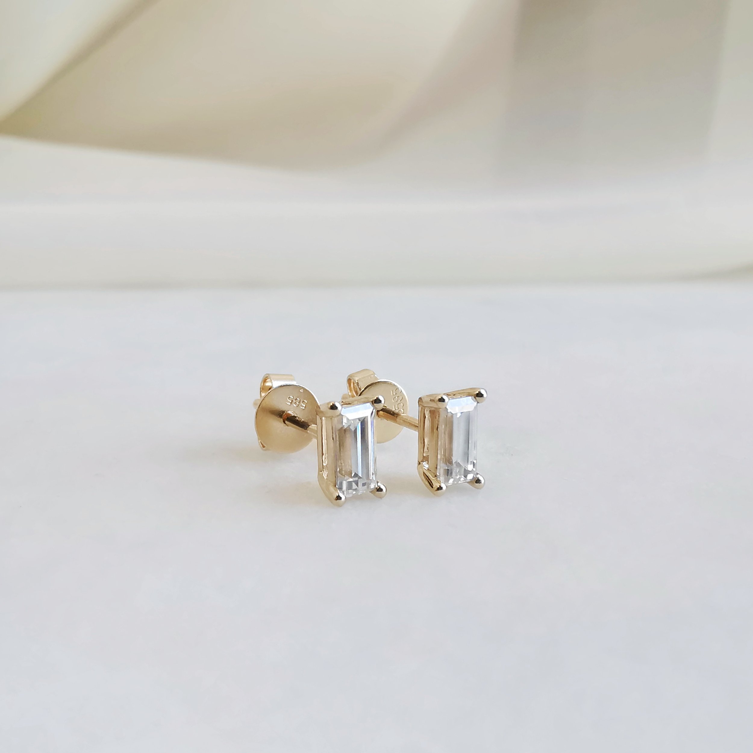 14K Basata Petite Baguette Moissanite Stud Earrings 2.jpeg