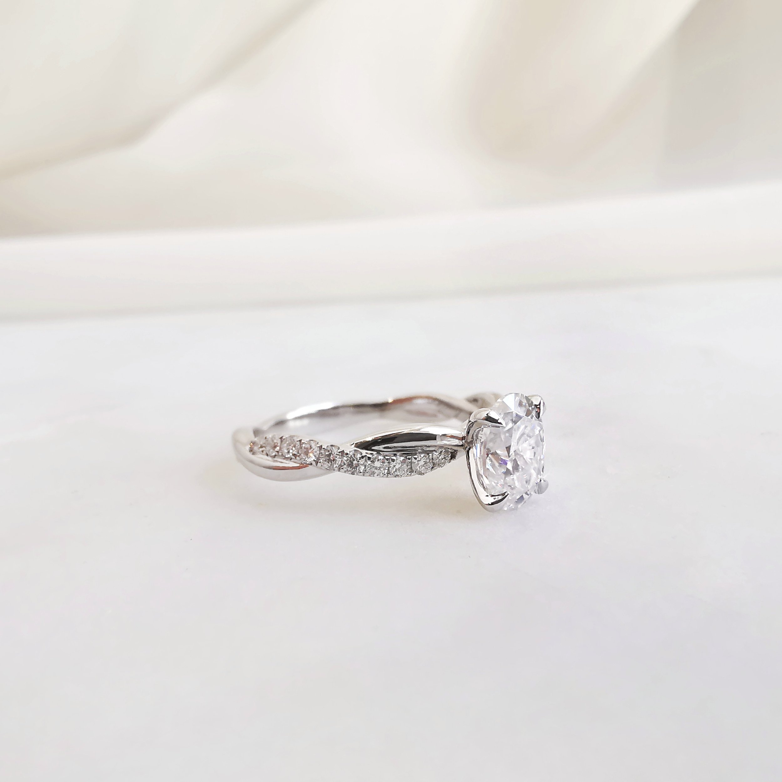 14K Wisteria Oval Solitaire Moissanite Ring with Diamonds 2.jpeg