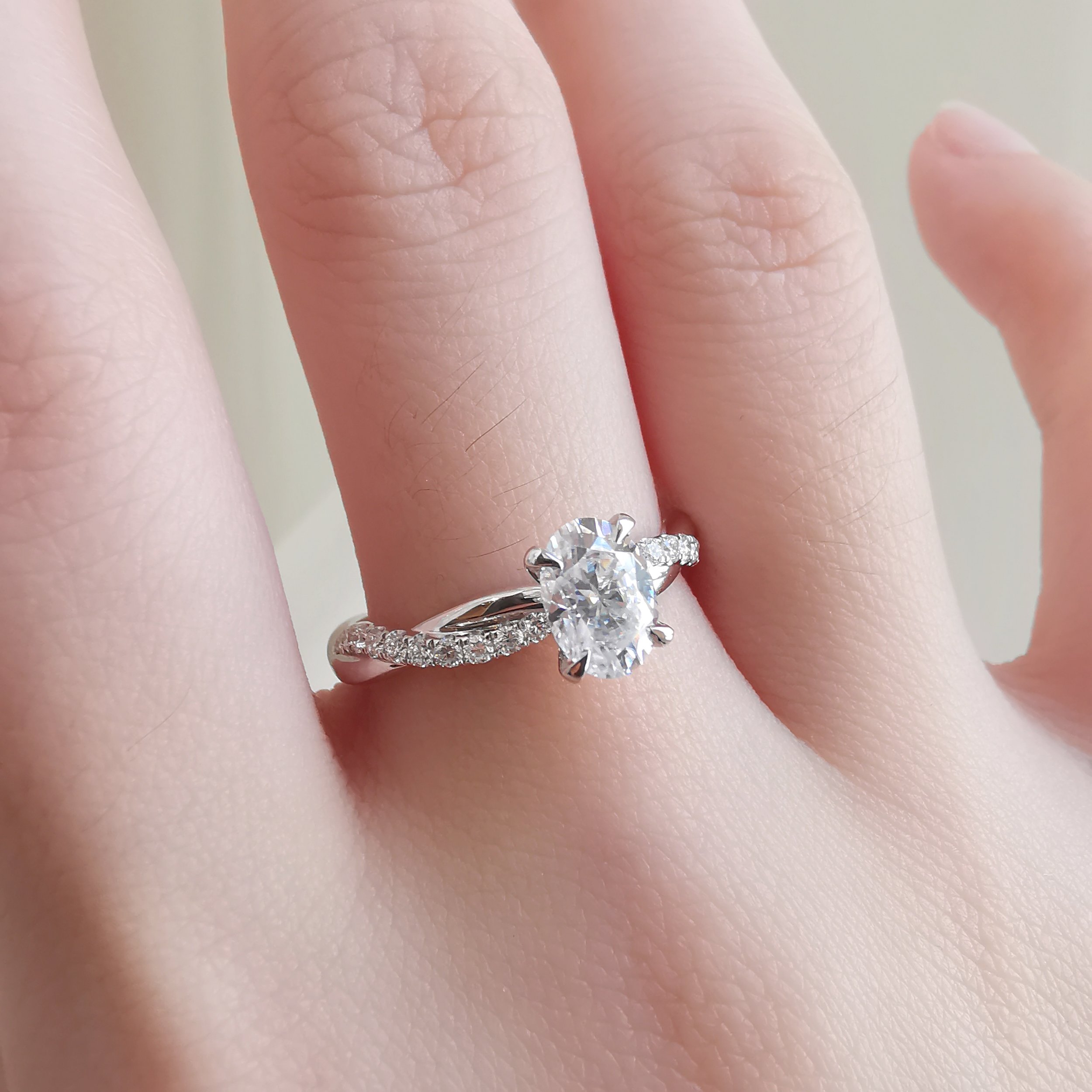 14K Wisteria Oval Solitaire Moissanite Ring with Diamonds 5.jpeg